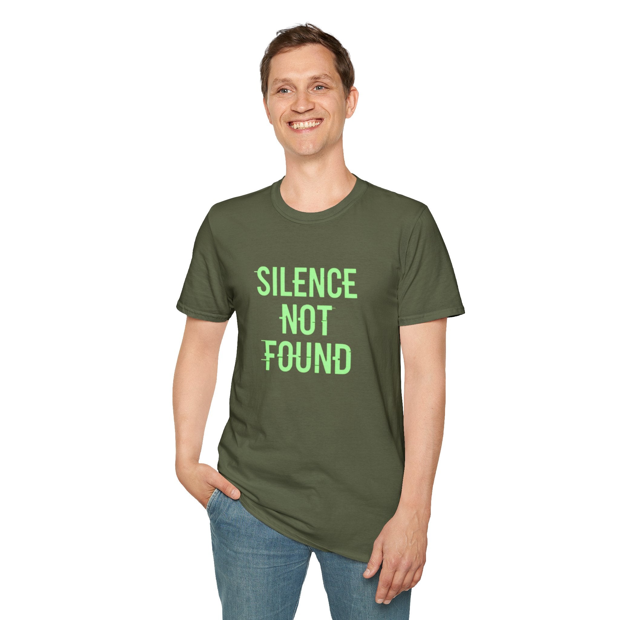 Silence Not Found T-Shirt — Bold Neon Text Tee