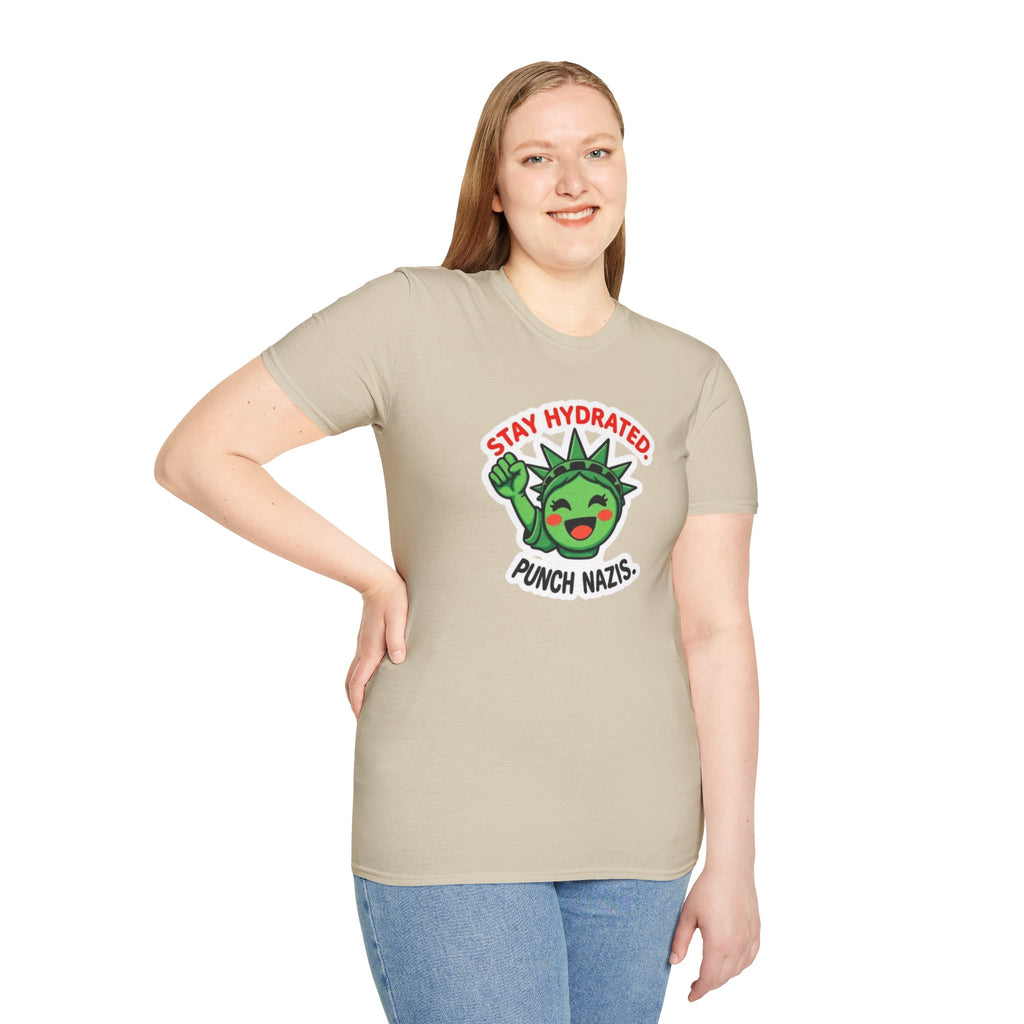 Stay Hydrated, Punch Nazis Funny Political Activism Tee