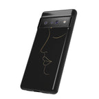 Android OR iPhone Compatible Cases - Gold Line Face Design - Unique Tough Cases