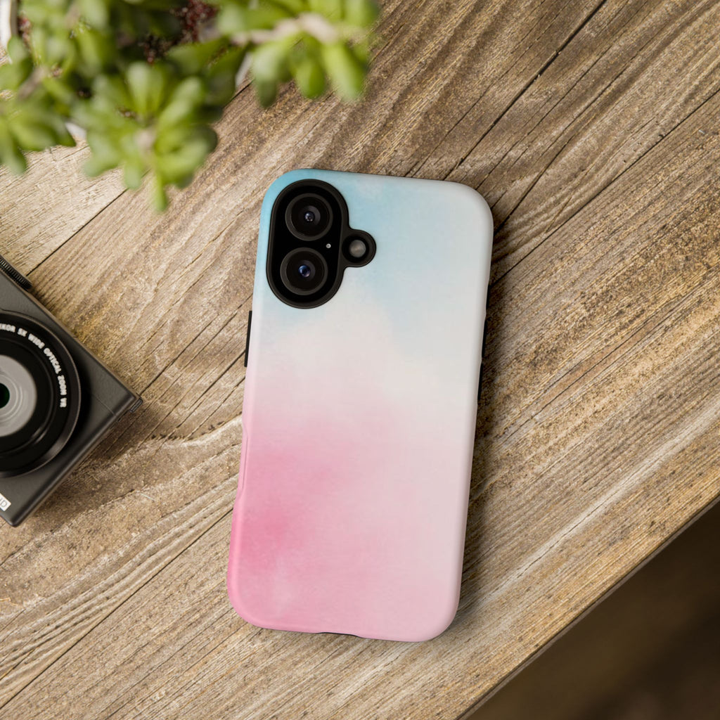 Pastel Cloud Tough Phone Case for iPhone Pink & Blue Gradient Protective Cover