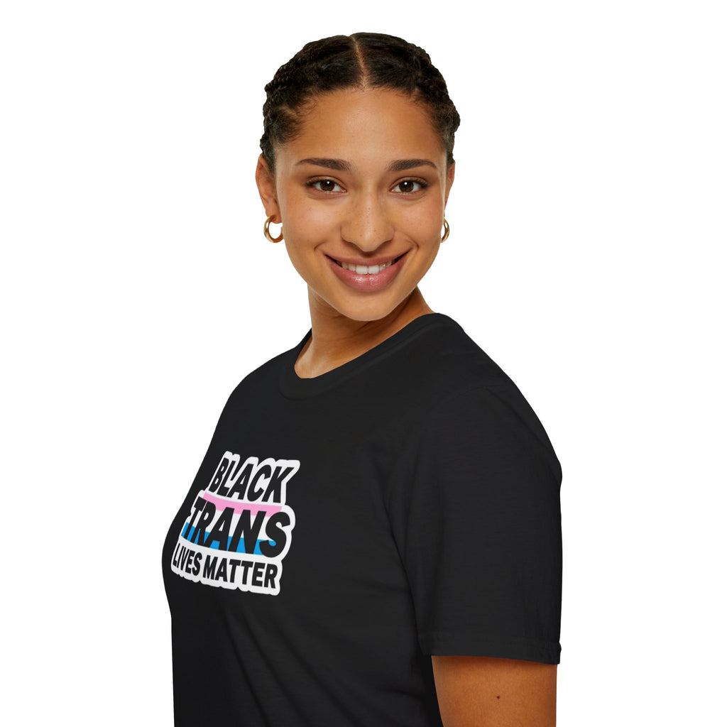 Unisex Softstyle T-Shirt - Black Trans Lives Matter Statement Tee