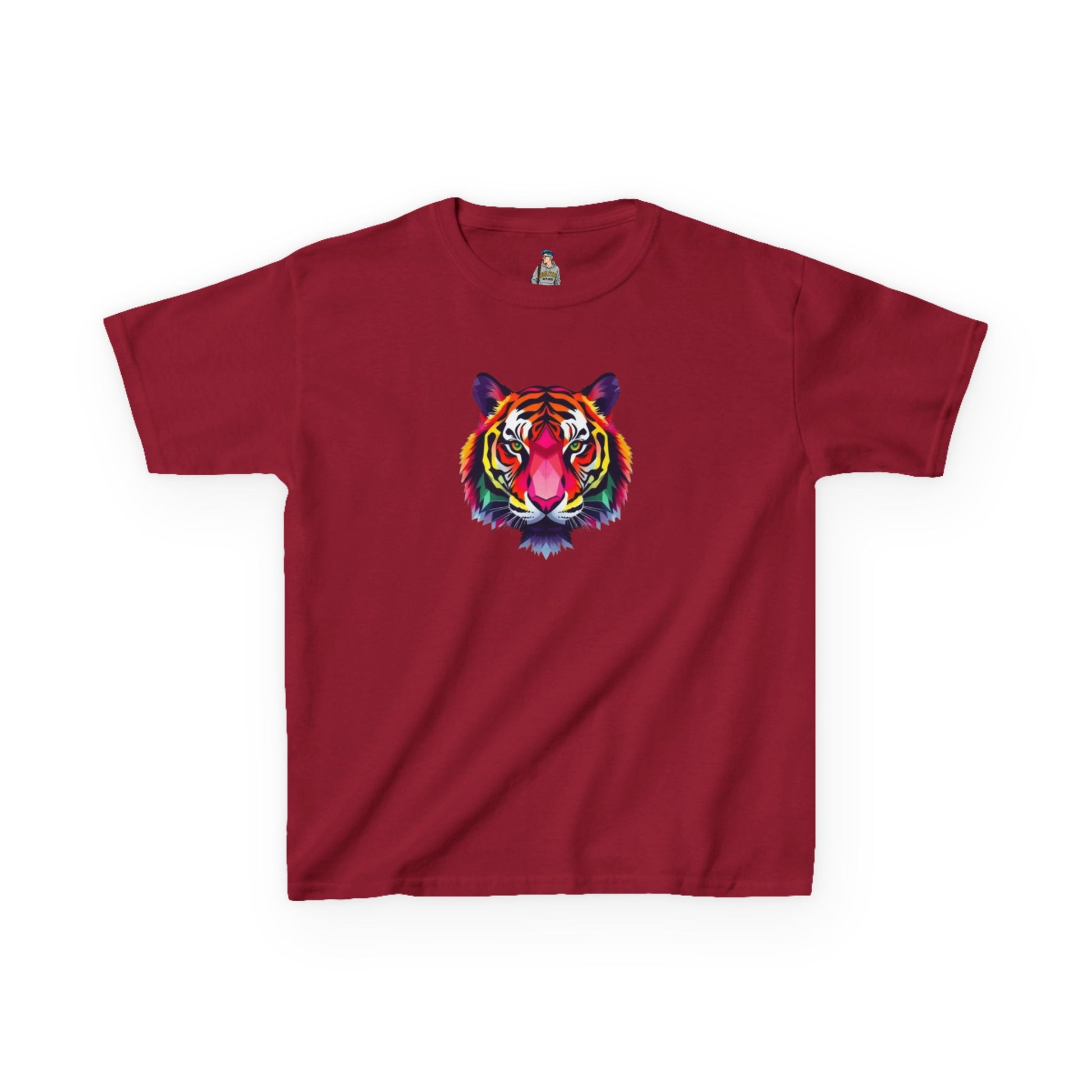 Colorful Fractal Tiger Kids Heavy Cotton Tee