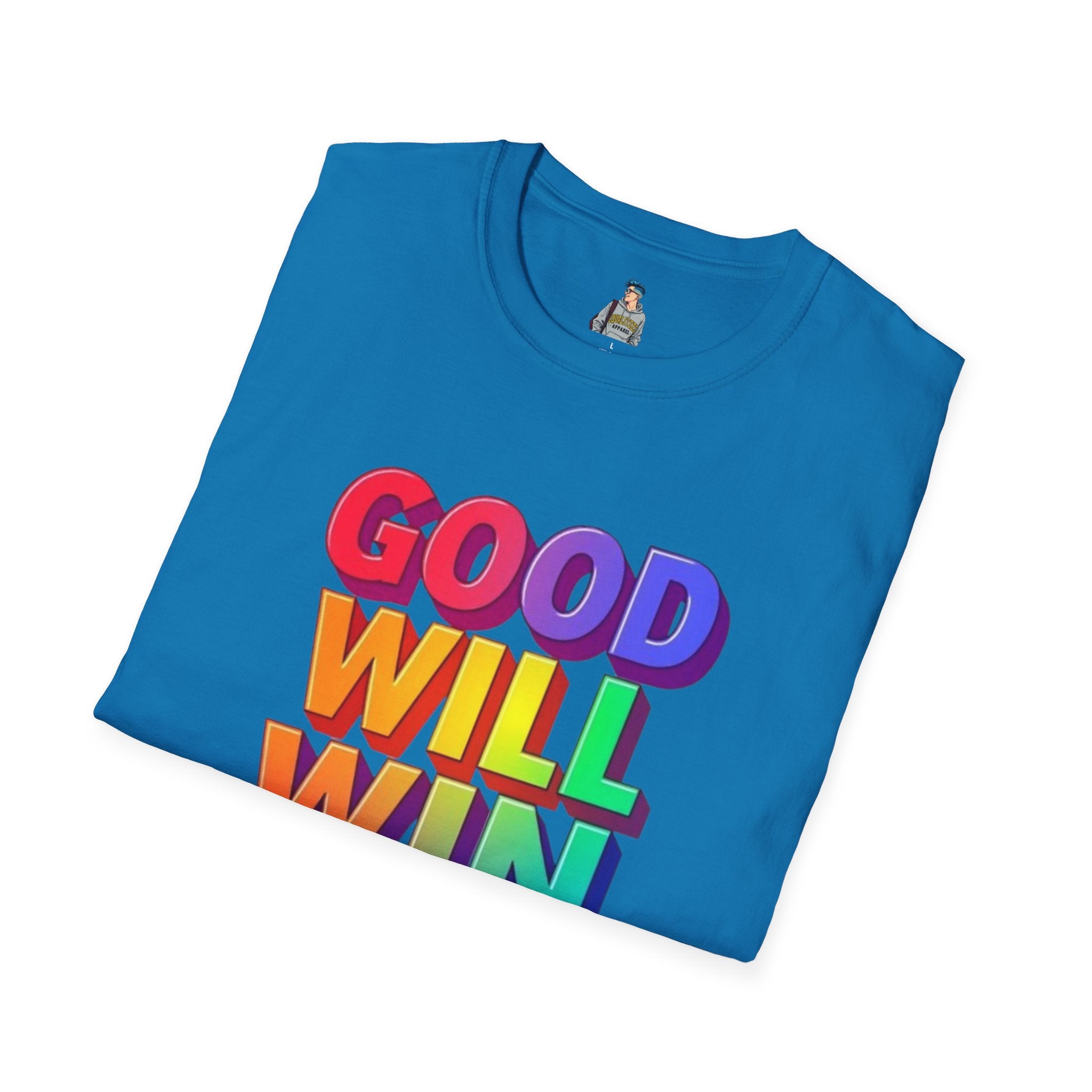 Unisex Softstyle T-Shirt - ' Rainbow Good Will Win' Positive Message Tee
