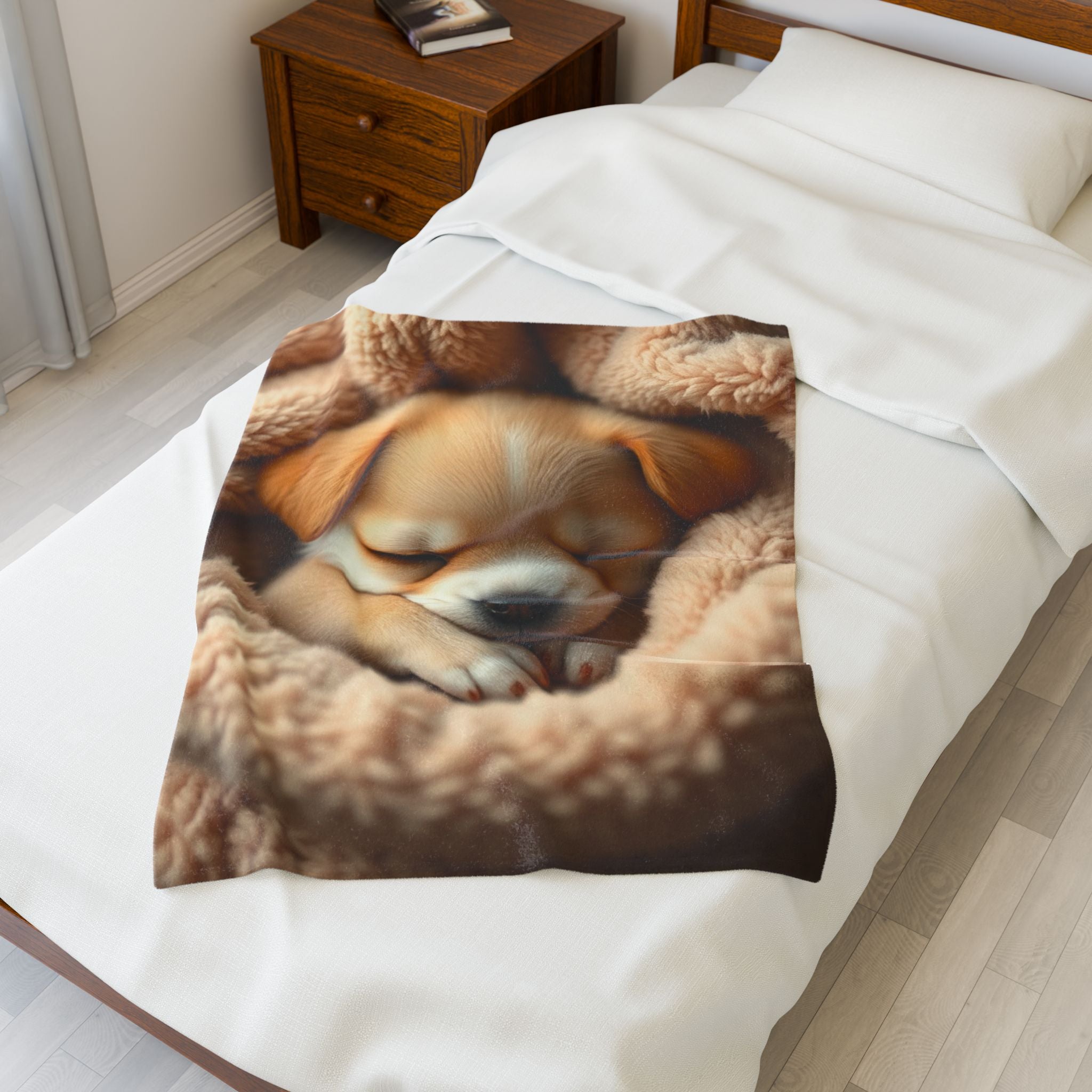 Cozy Pup Velveteen Plush Blanket – Adorable Dog Design for Comfort and Warmth
