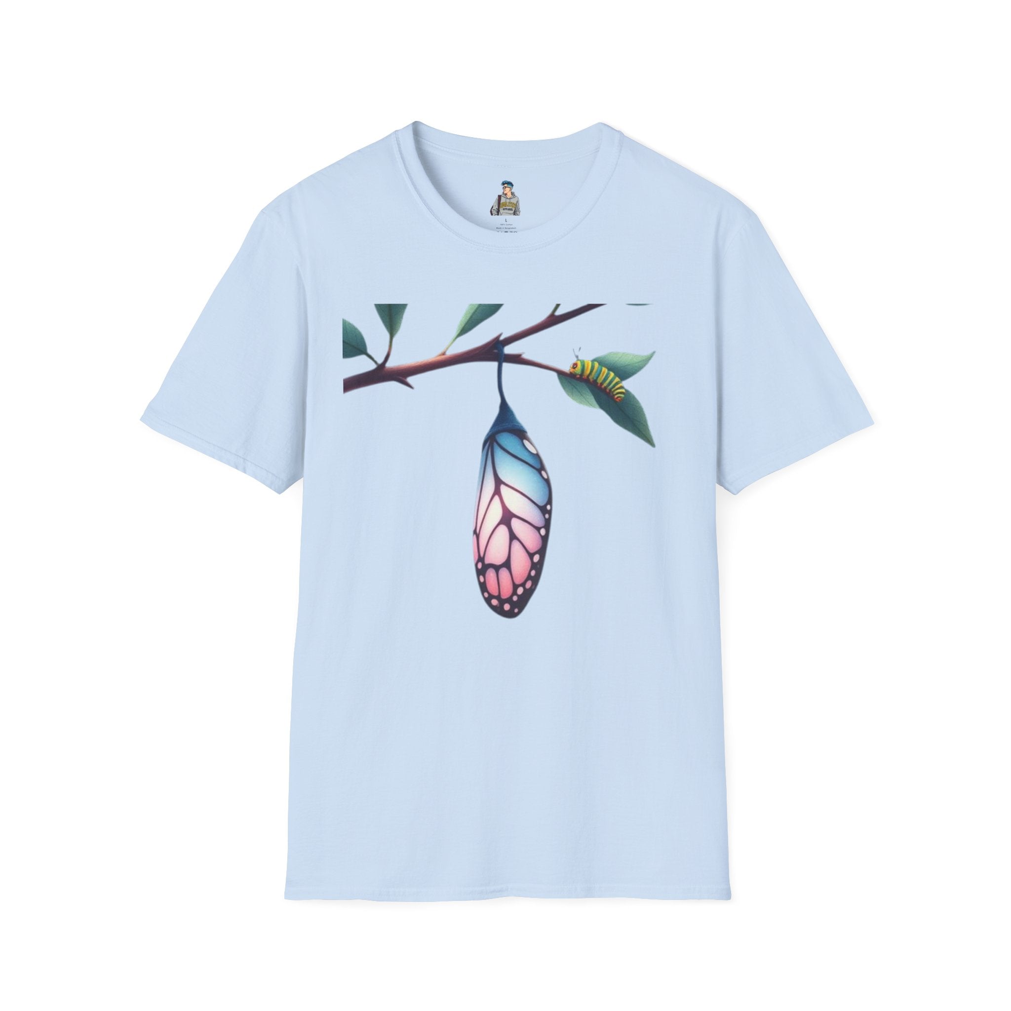Trans Caterpillar to Butterfly Transformation T-Shirt, Unisex Graphic T-Shirt