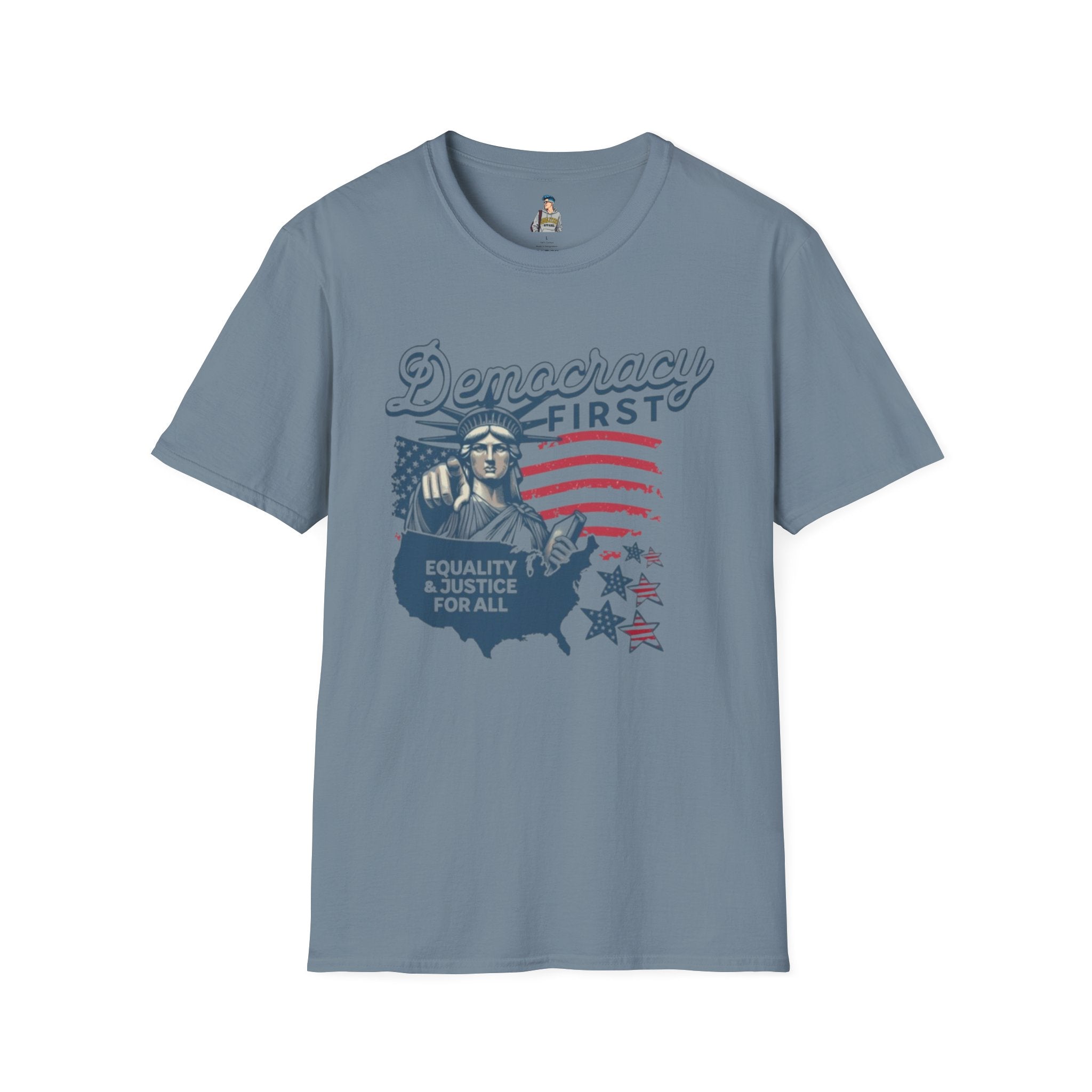 Democracy First T-Shirt | Unisex Softstyle Tee for Equality & Justice