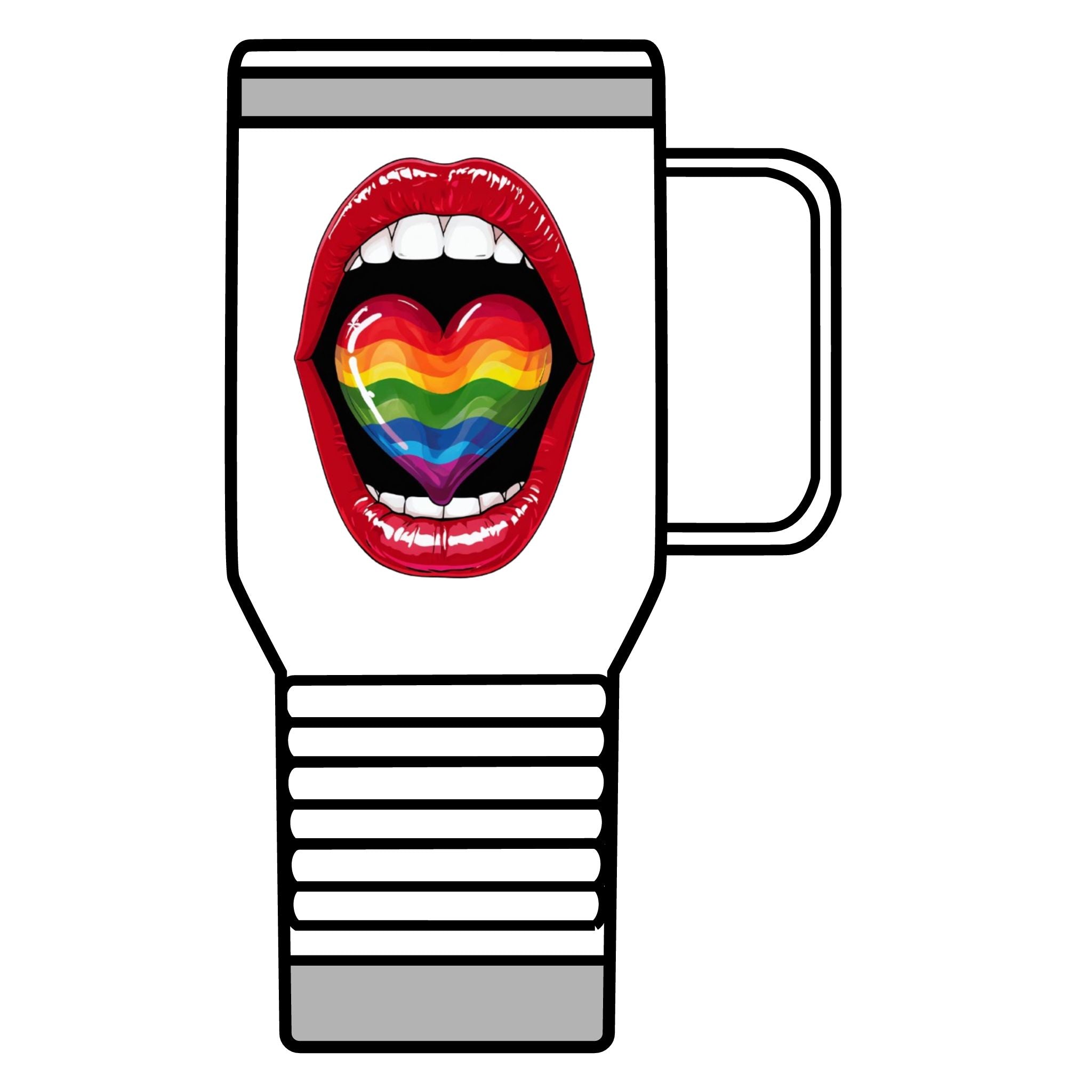 Colorful Rainbow Heart Tongue for Pride Travel Mug - 20oz
