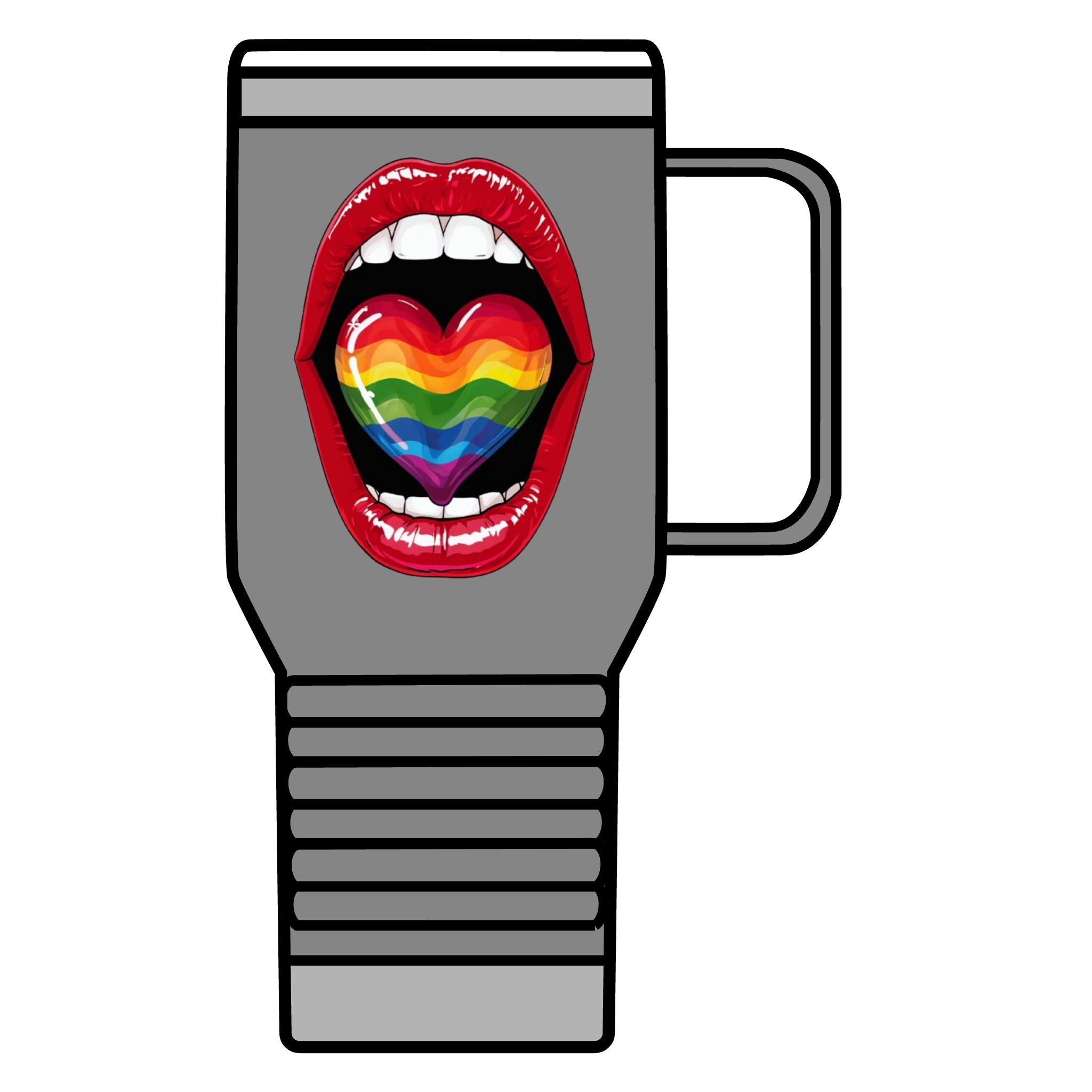 Colorful Rainbow Heart Tongue for Pride Travel Mug - 20oz