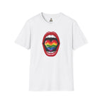 Pride Love Unisex Softstyle T-Shirt | LGBTQ+ Rainbow Heart Design