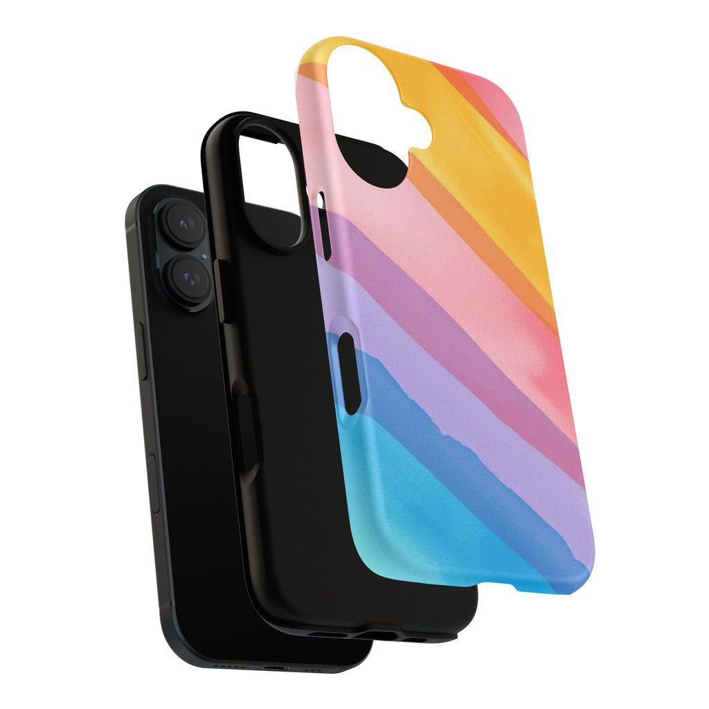 Colorful Diagonal Watercolor Tough Phone Case for iPhone