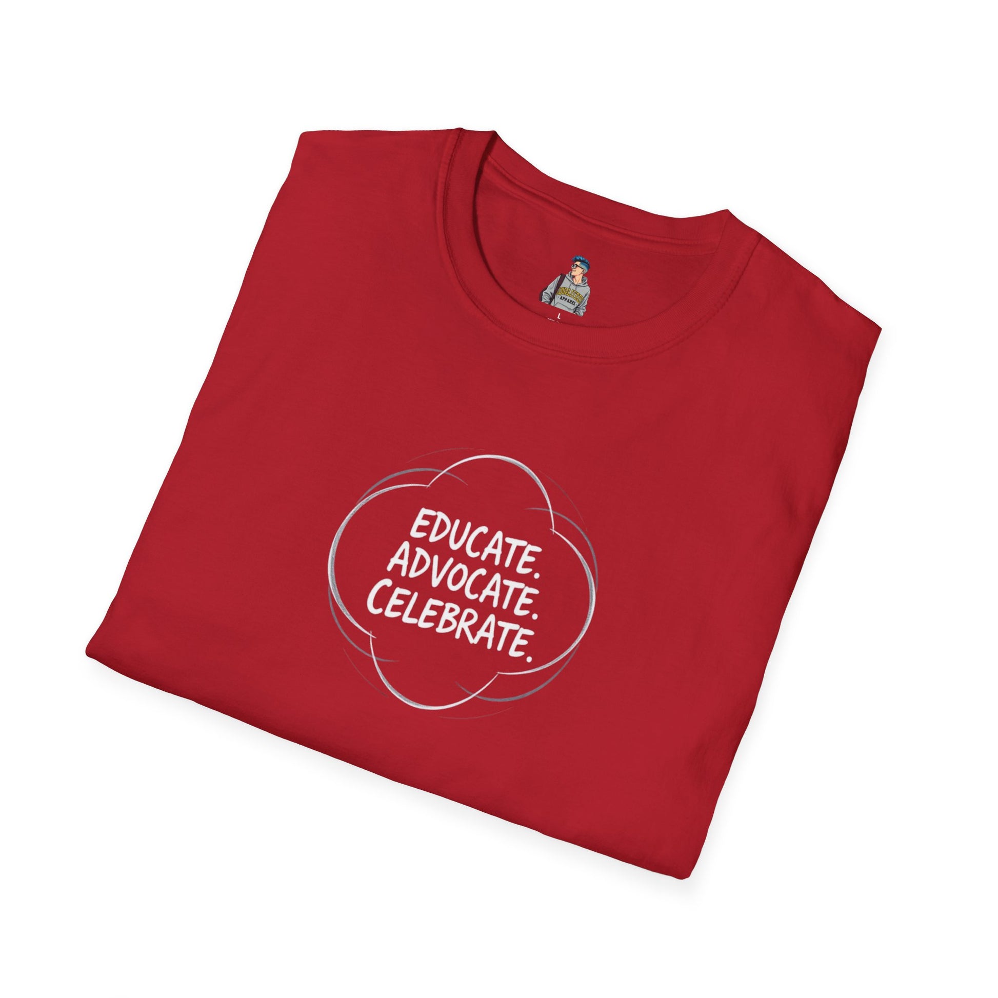 Educate. Advocate. Celebrate. Minimalist Pride T-Shirt