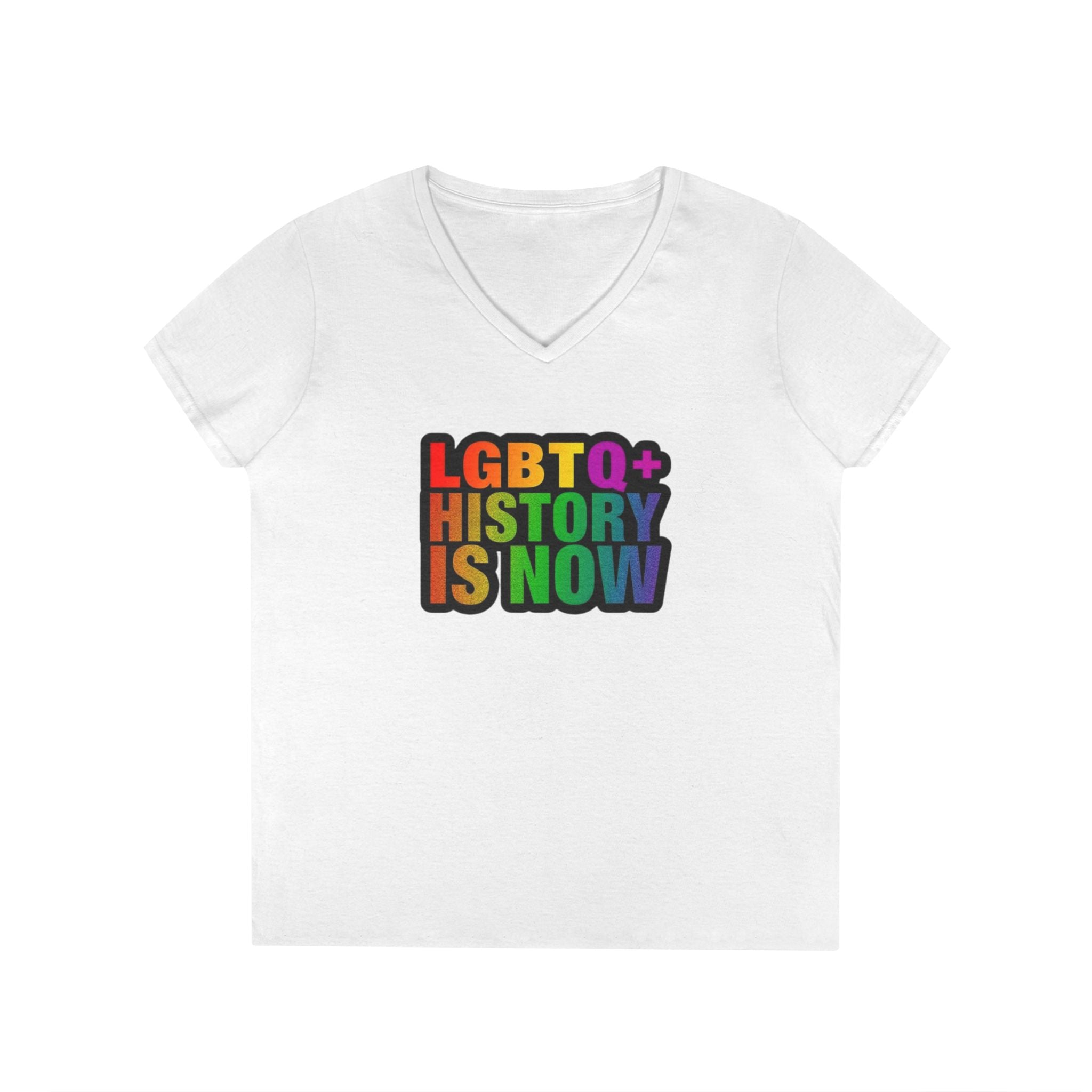 LGBTQ+ History V-Neck T-Shirt for Pride and Awareness