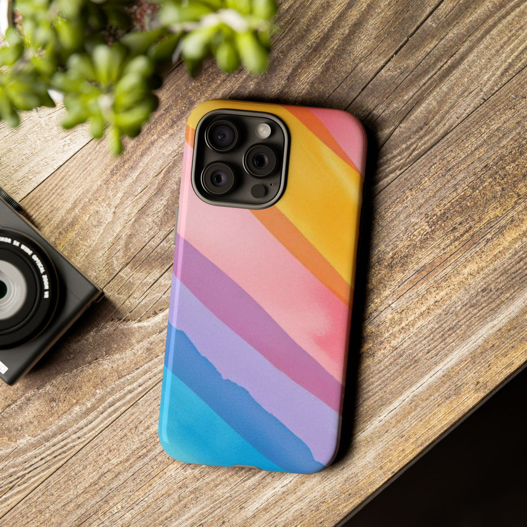 Colorful Diagonal Watercolor Tough Phone Case for iPhone