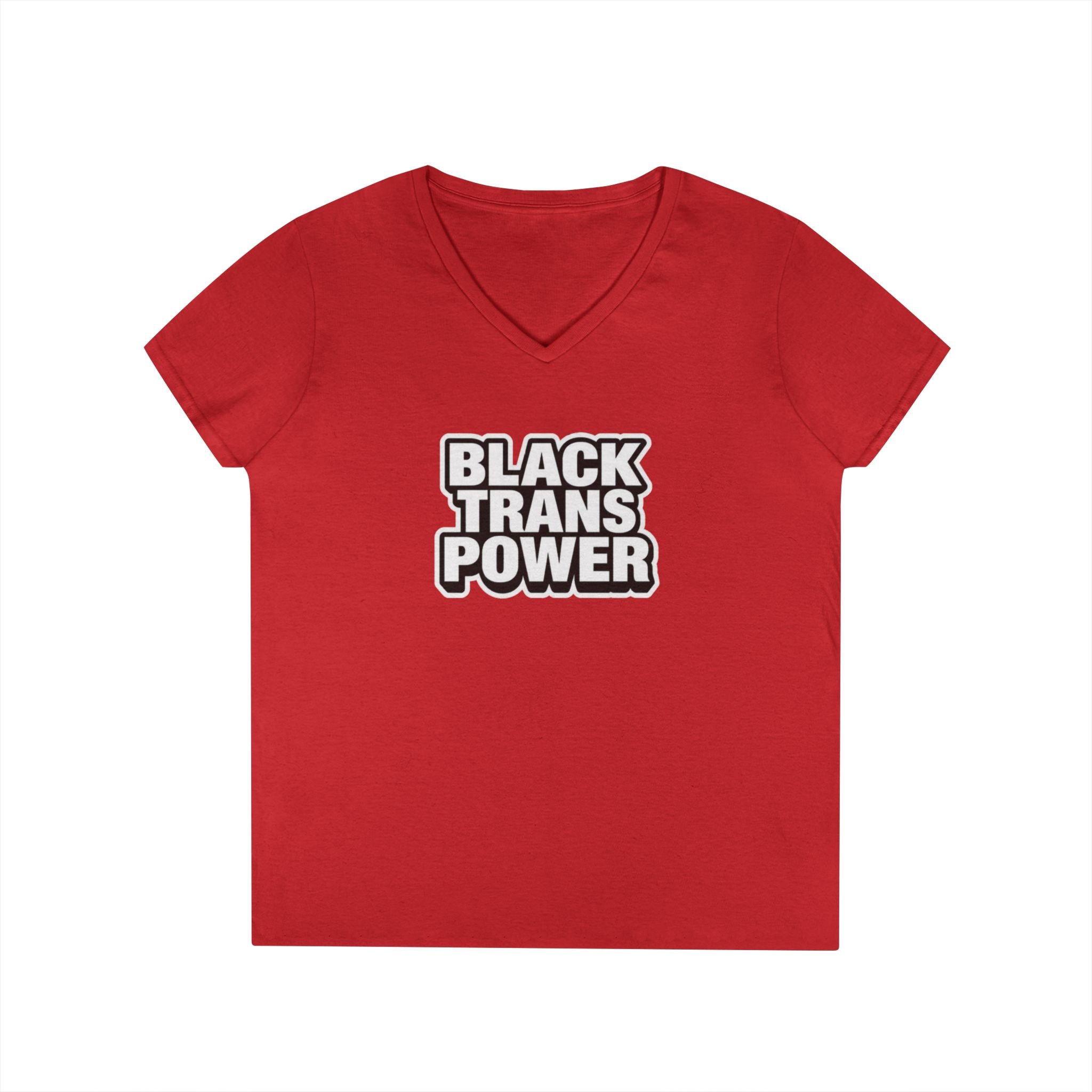 Empowering Ladies' V-Neck T-Shirt - Black Trans Power Design