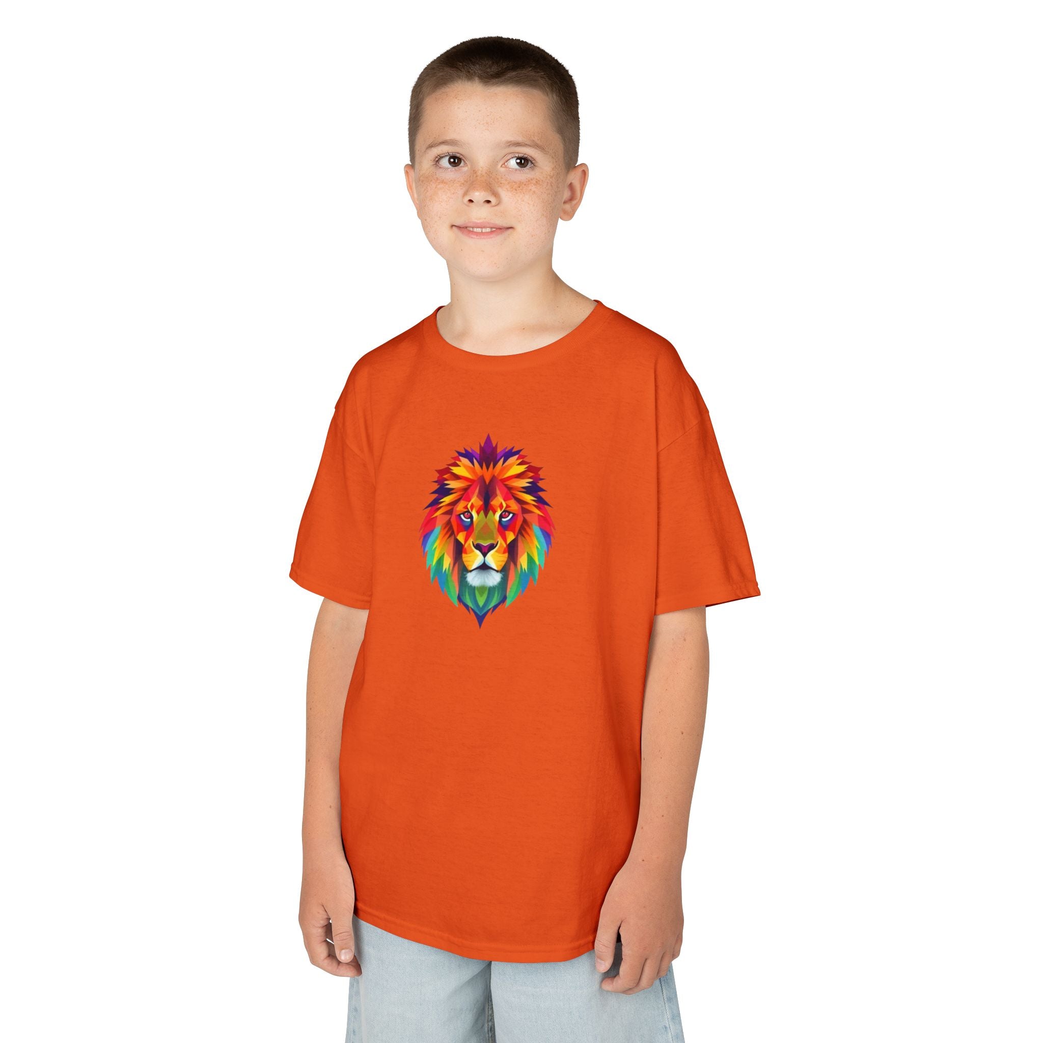 Colorful Fractal Lion Kids Heavy Cotton Tee