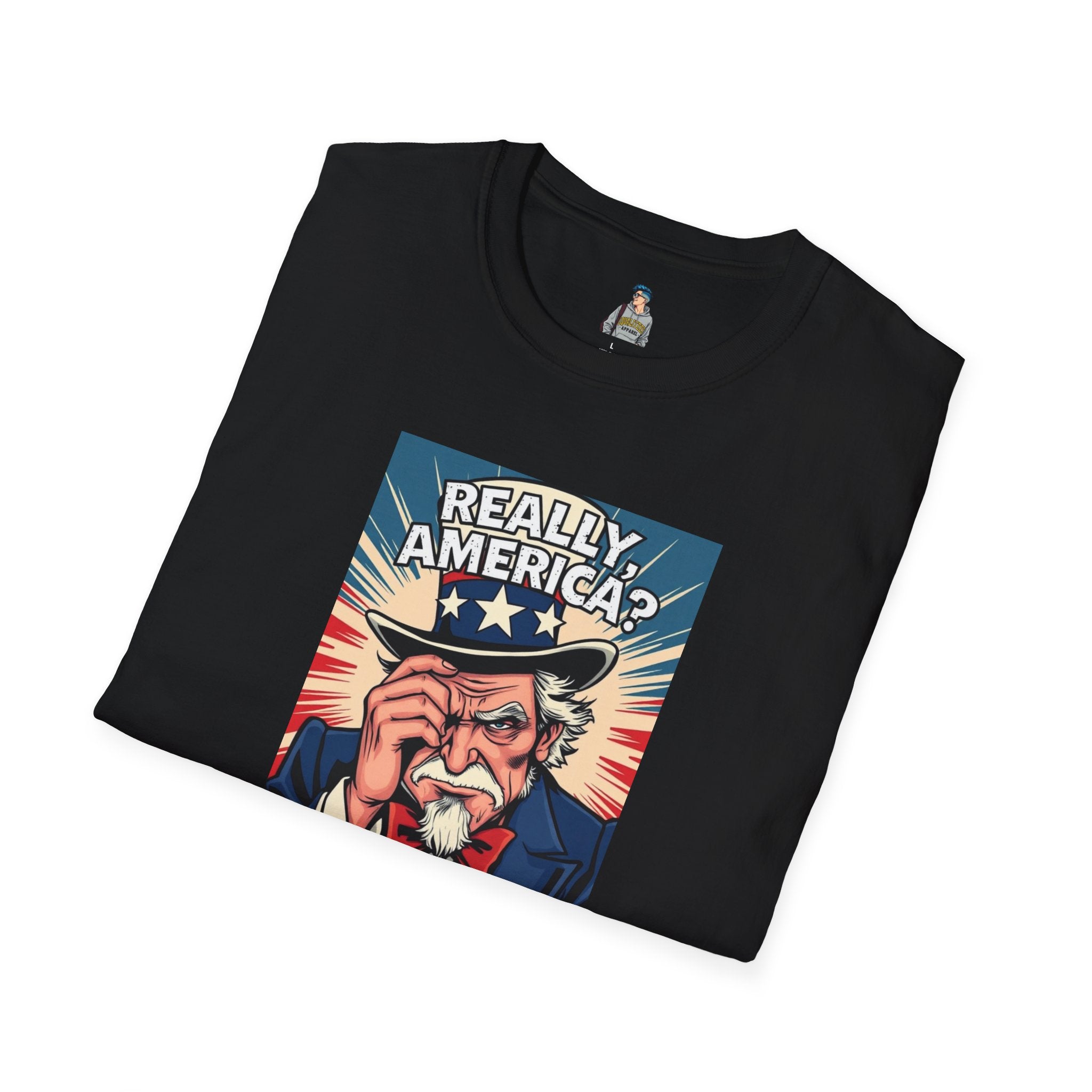 Uncle Sam in disbelief Really, America? Unisex softstyle T-Shirt