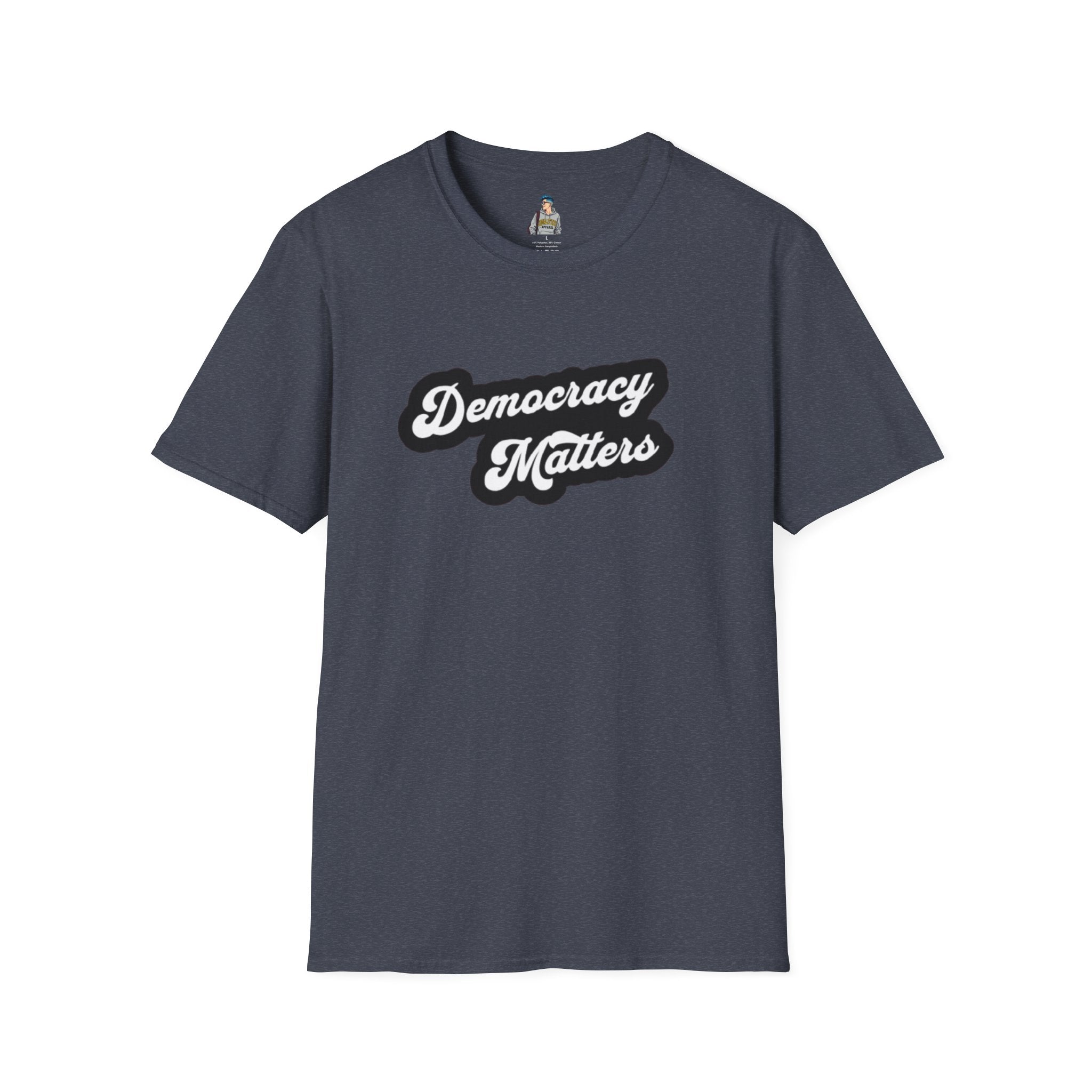 Democracy Matters T-Shirt — Retro Script Political Tee