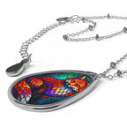 Colorful Fox Teardrop Pendant Necklace