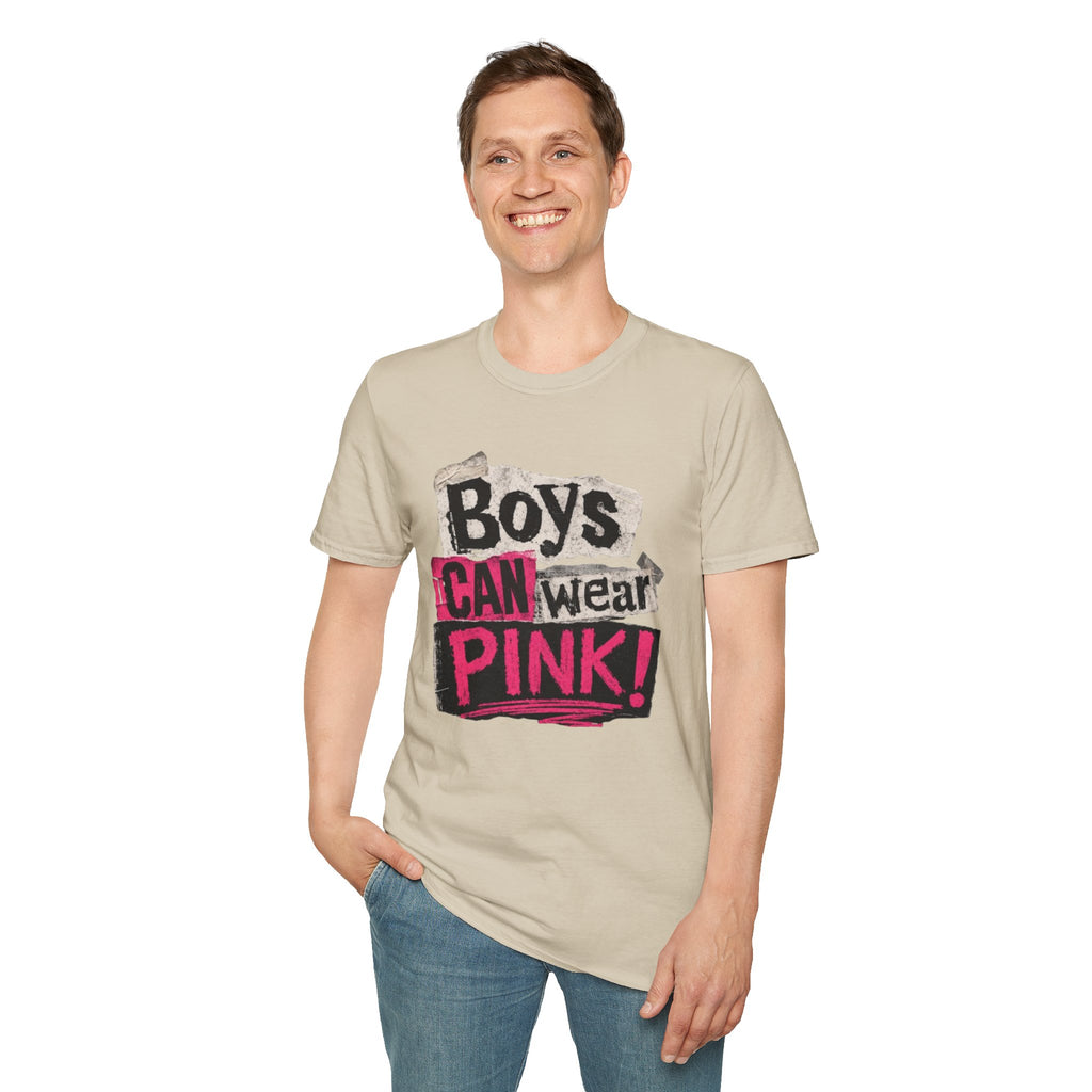 Boys Can Wear Pink T-Shirt — Bold Retro Feminist Graphic Tee