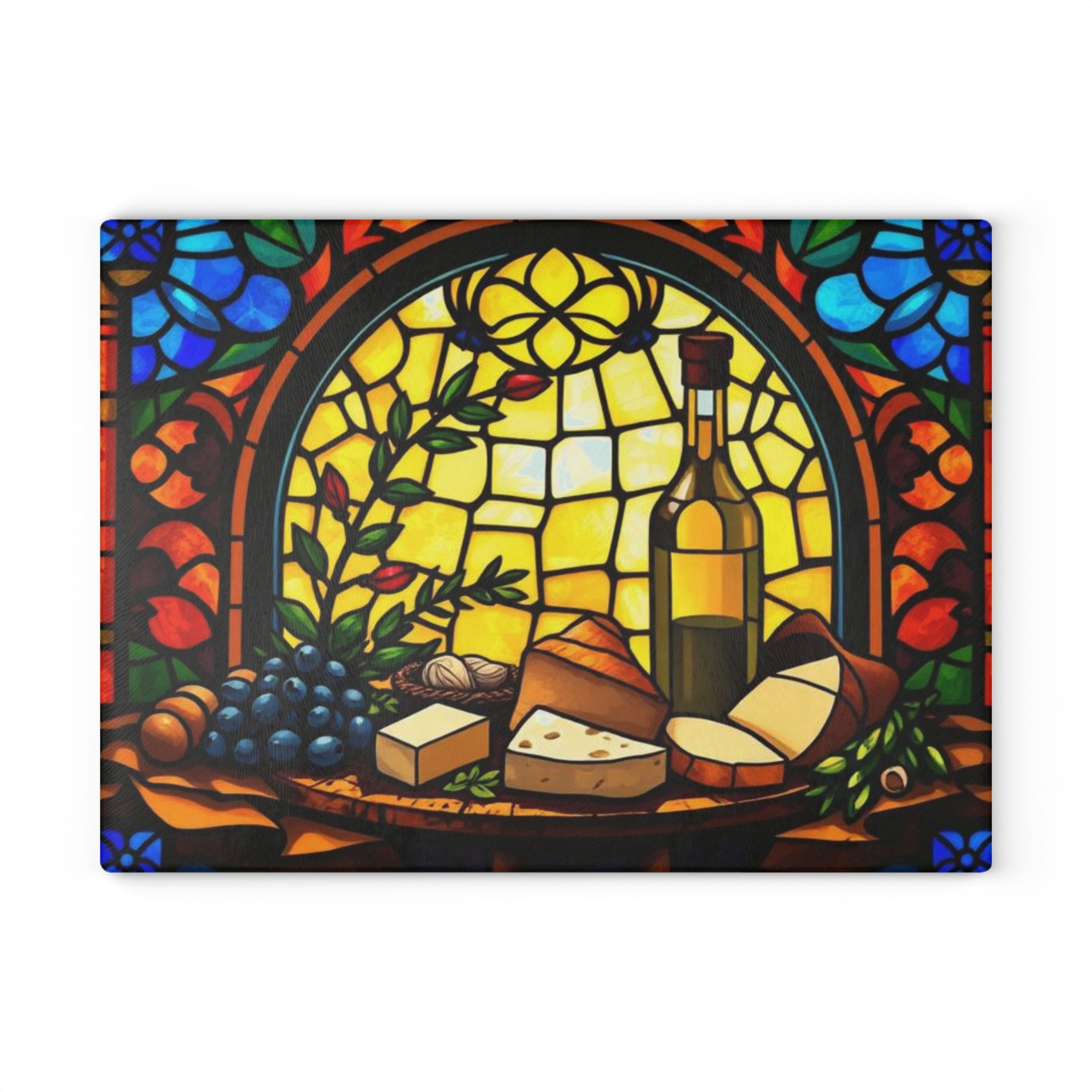 Stained Glass Wine and Cheese Cutting Board - Perfect For Entertaining