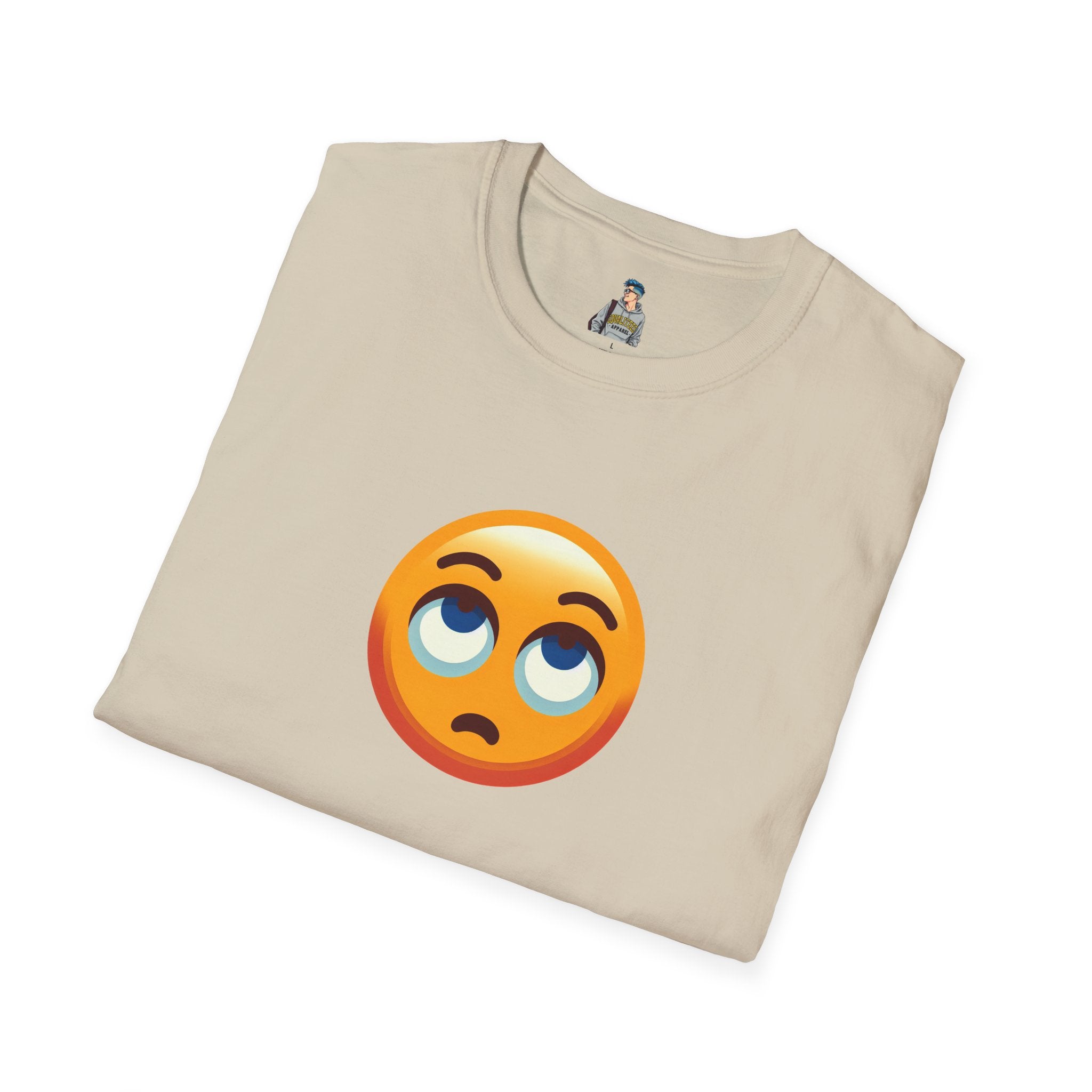 Unisex Softstyle T-Shirt with Eye Roll Emoji | Casual Graphic Tee for Everyday Humor