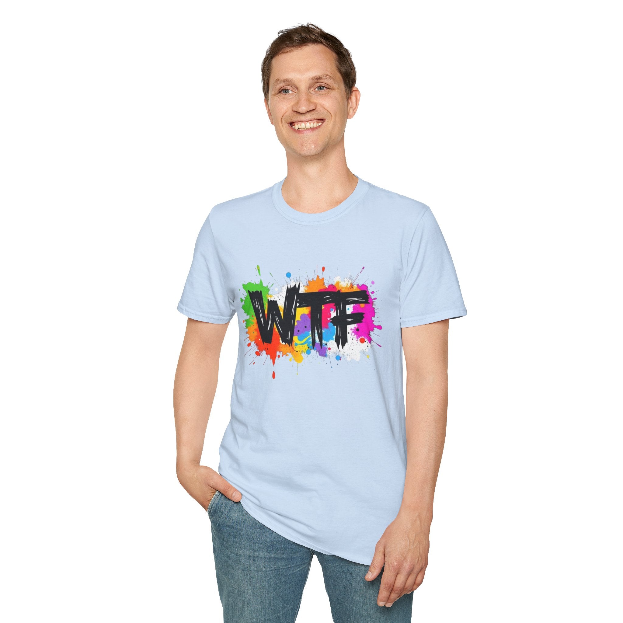 WTF Color Splash T-Shirt — Bold Rainbow Graphic Tee