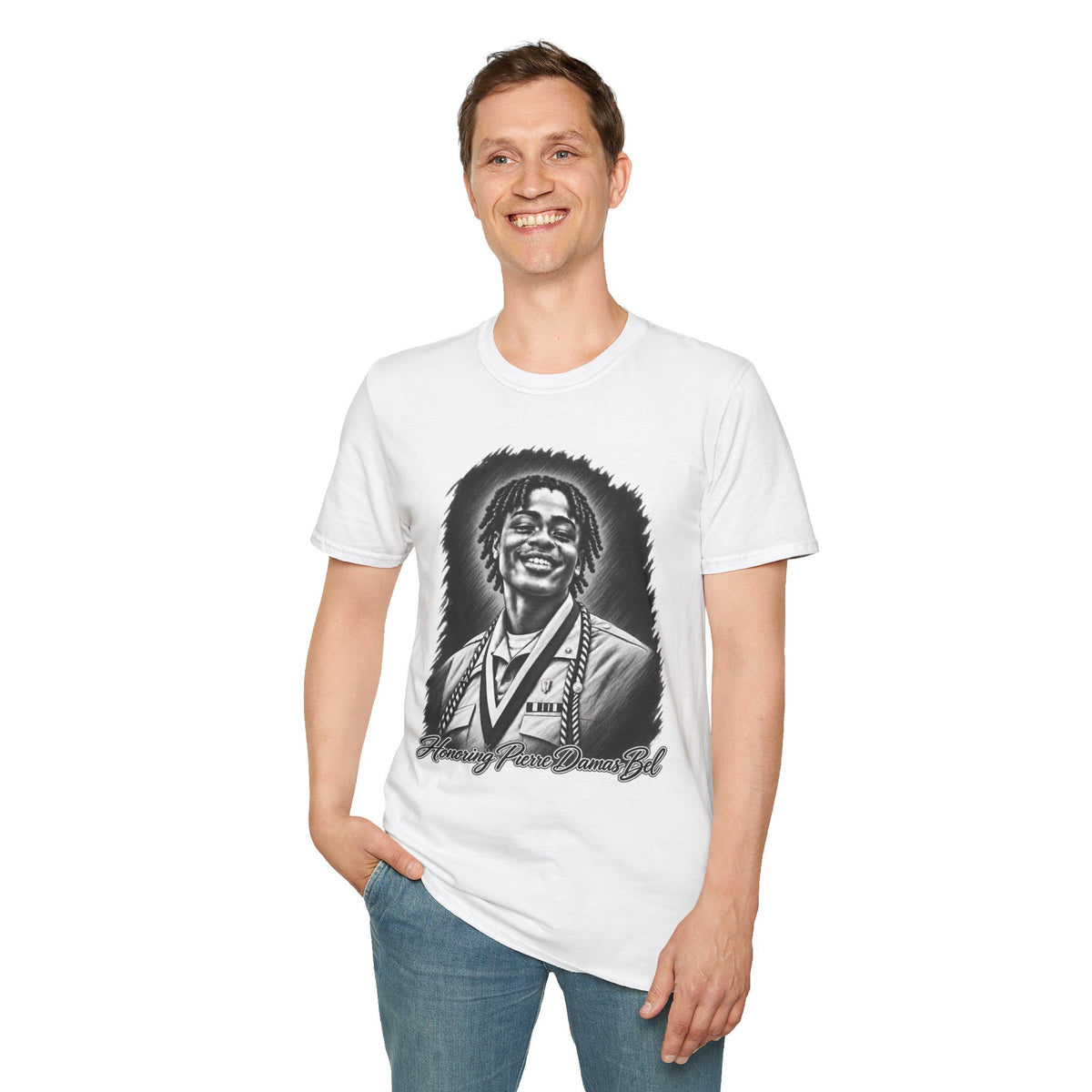 Smiling Portrait Front - In Memory of Pierre Damas Bel T-Shirt