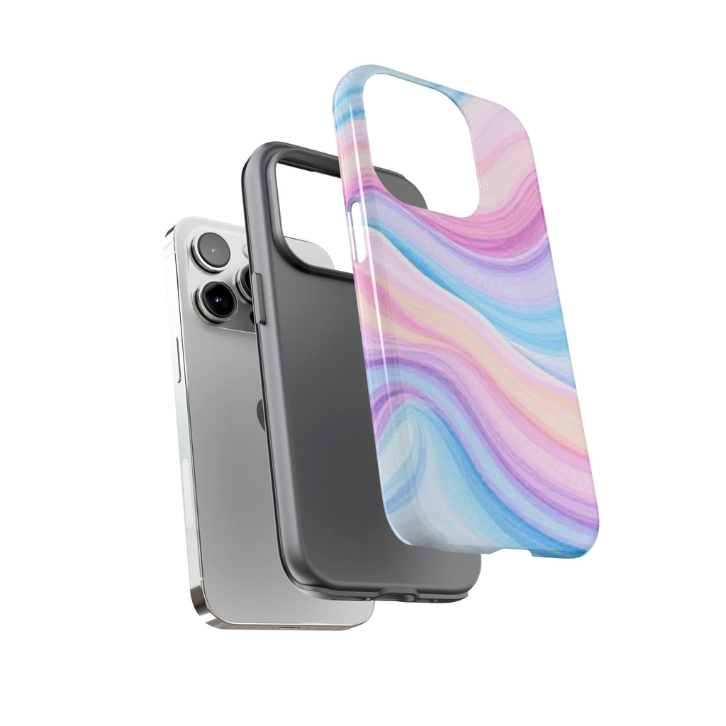 Pastel Marble Tough Phone Case iPhone — Swirled Pink & Blue Protective Cover