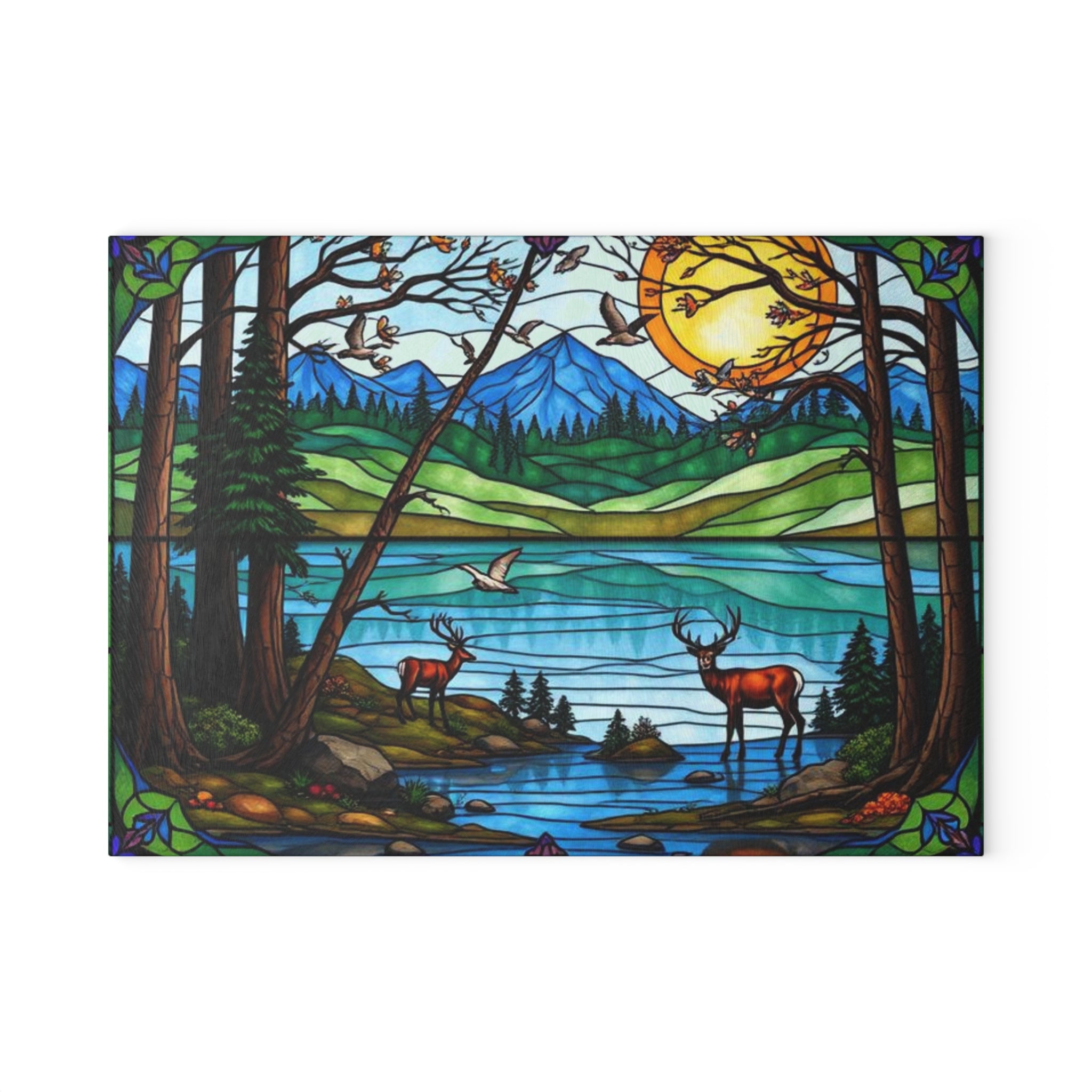 Stained Glass Nature Scene Cutting Board - Perfect Gift for Home Chefs & Nature Lovers