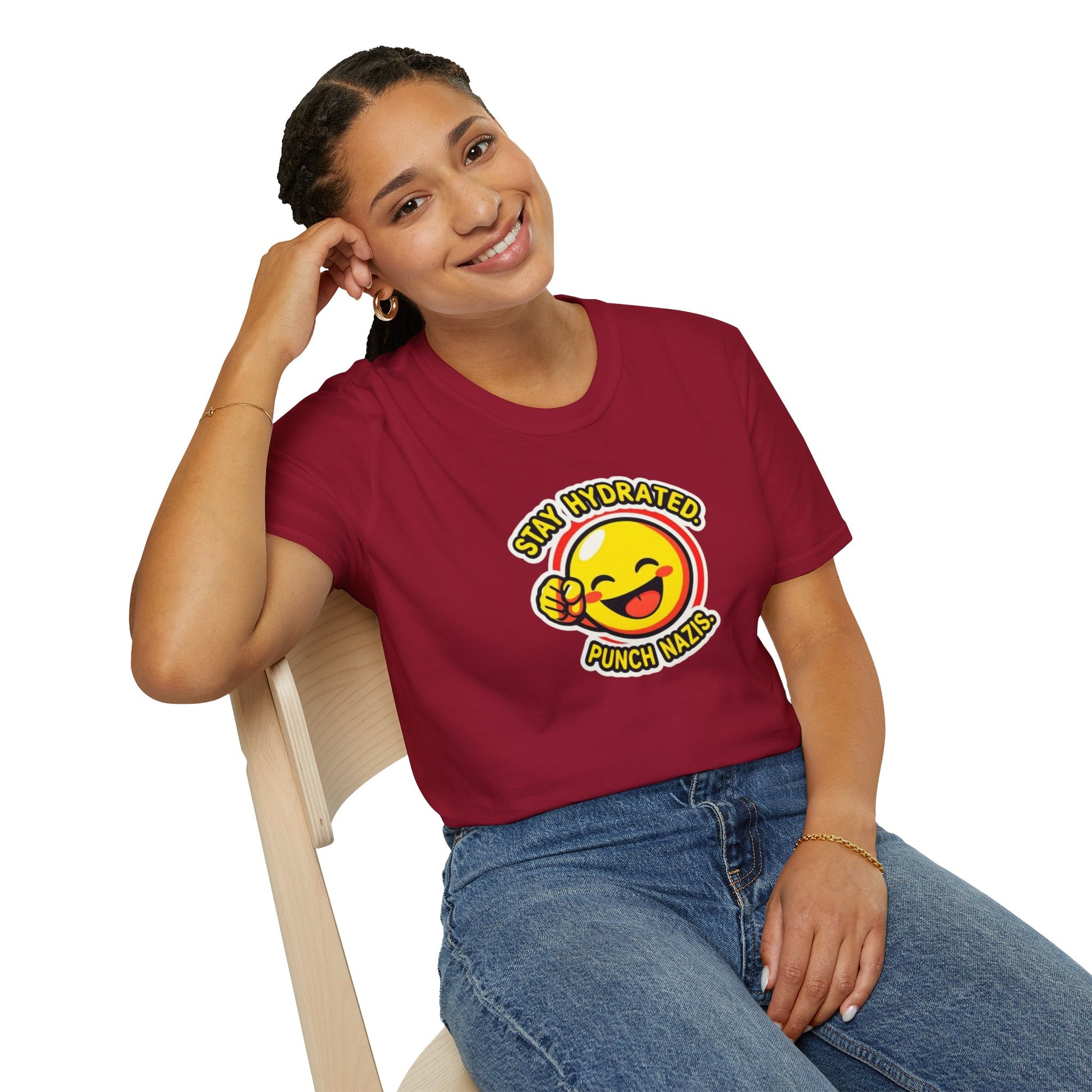 Stay Hydrated, Punch Nazis Funny Emoji T-Shirt