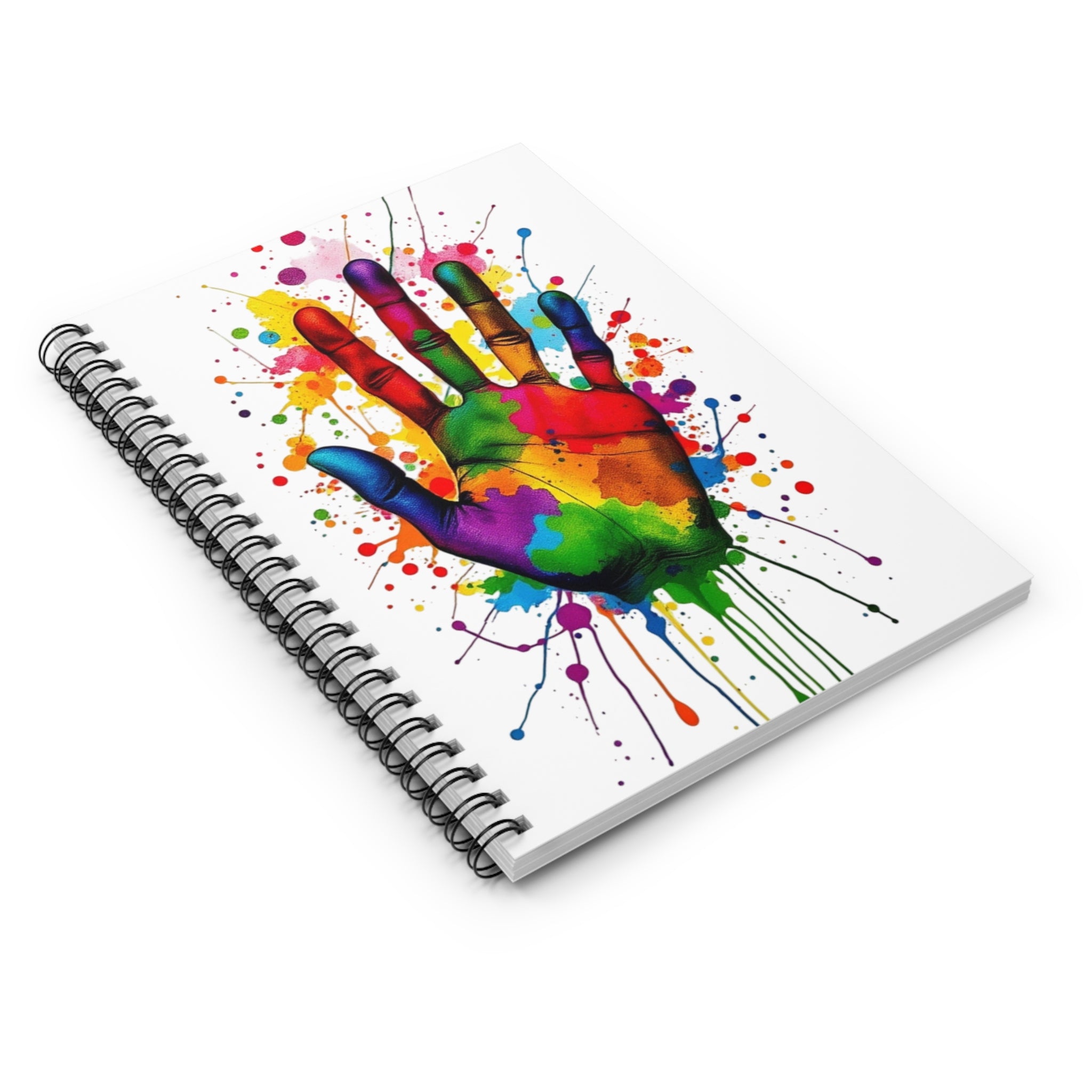 Vibrant Handprint Spiral Notebook - Colorful Ruled Line Journal for Creative Souls