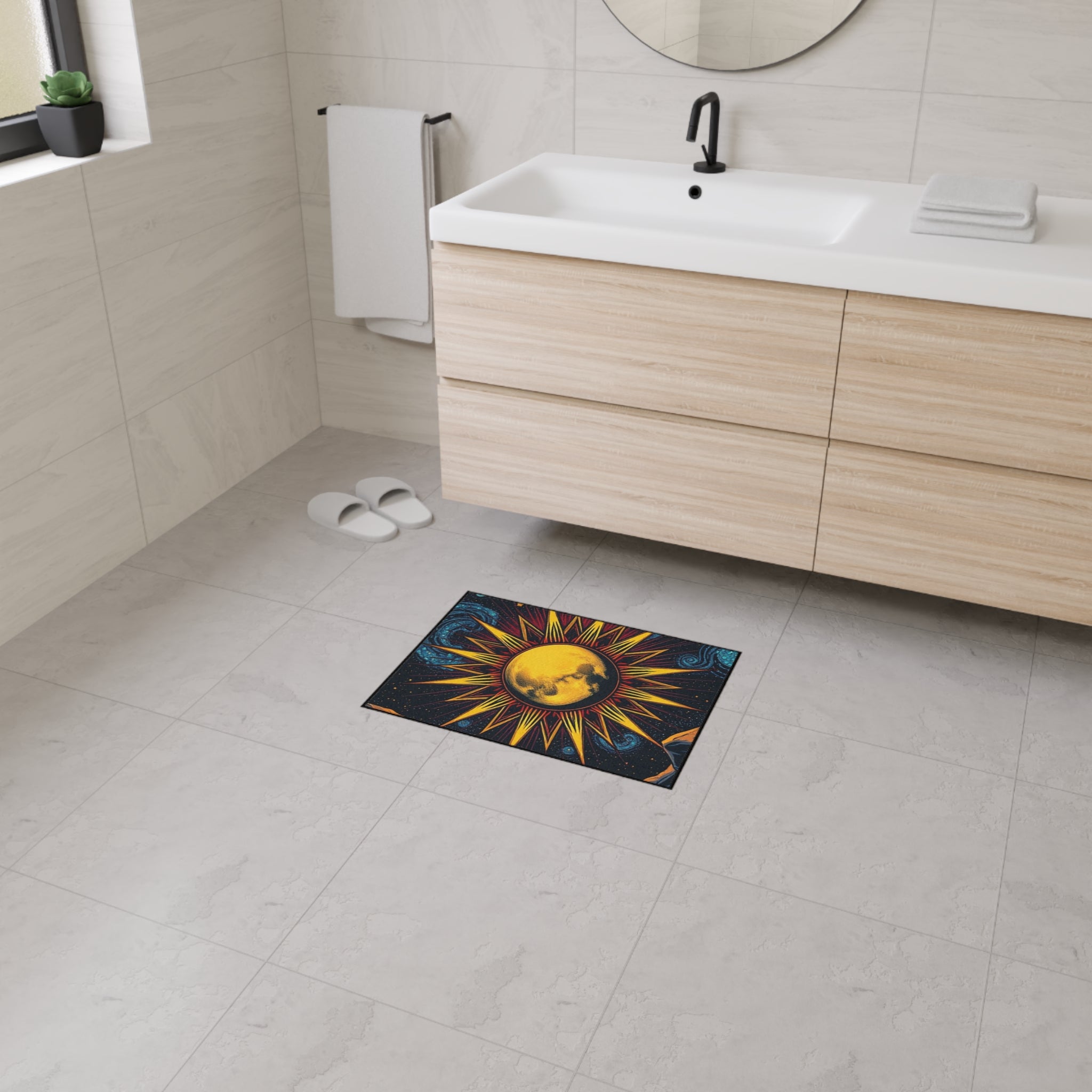 Cosmic Moon Heavy Duty Floor Mat - Vibrant Space Design for Home Decor