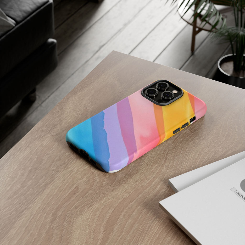 Colorful Diagonal Watercolor Tough Phone Case for iPhone