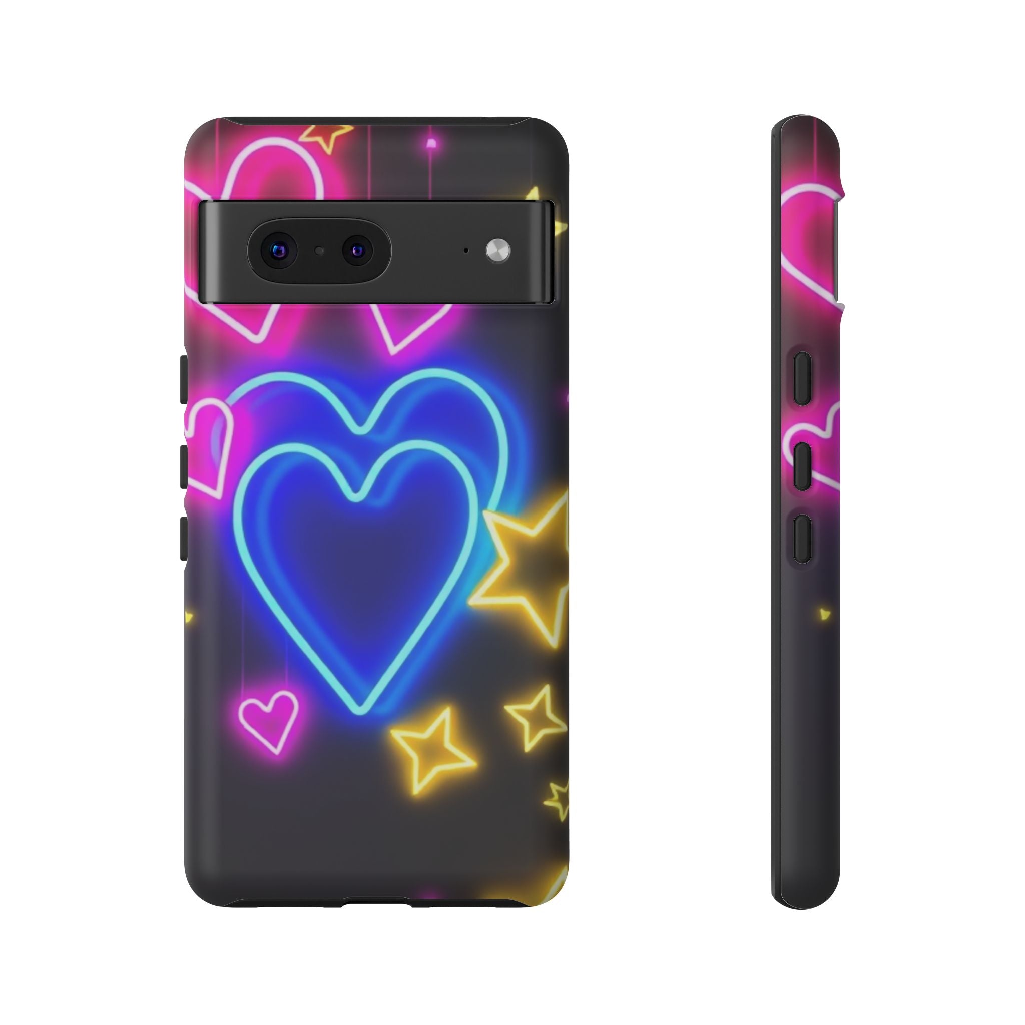 Android OR iPhone Compatible Cases - Neon Love Design - Unique Tough Cases