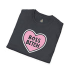 Unisex Softstyle T-Shirt - 'Boss Bitch' Heart Design - Funny Statement Tee