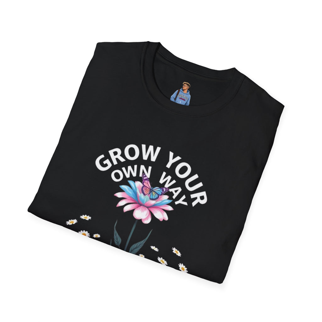 Grow Your Own Way Trans Pride Unisex T-Shirt - Floral Design for Garden Lovers