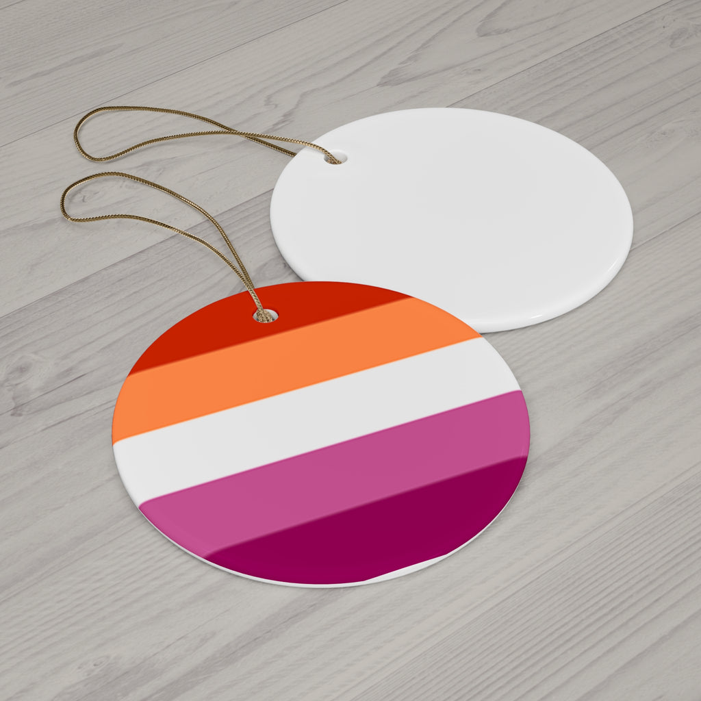 Lesbian Pride Ceramic Ornament - 4 Vibrant Shapes for Celebrations and Holidays