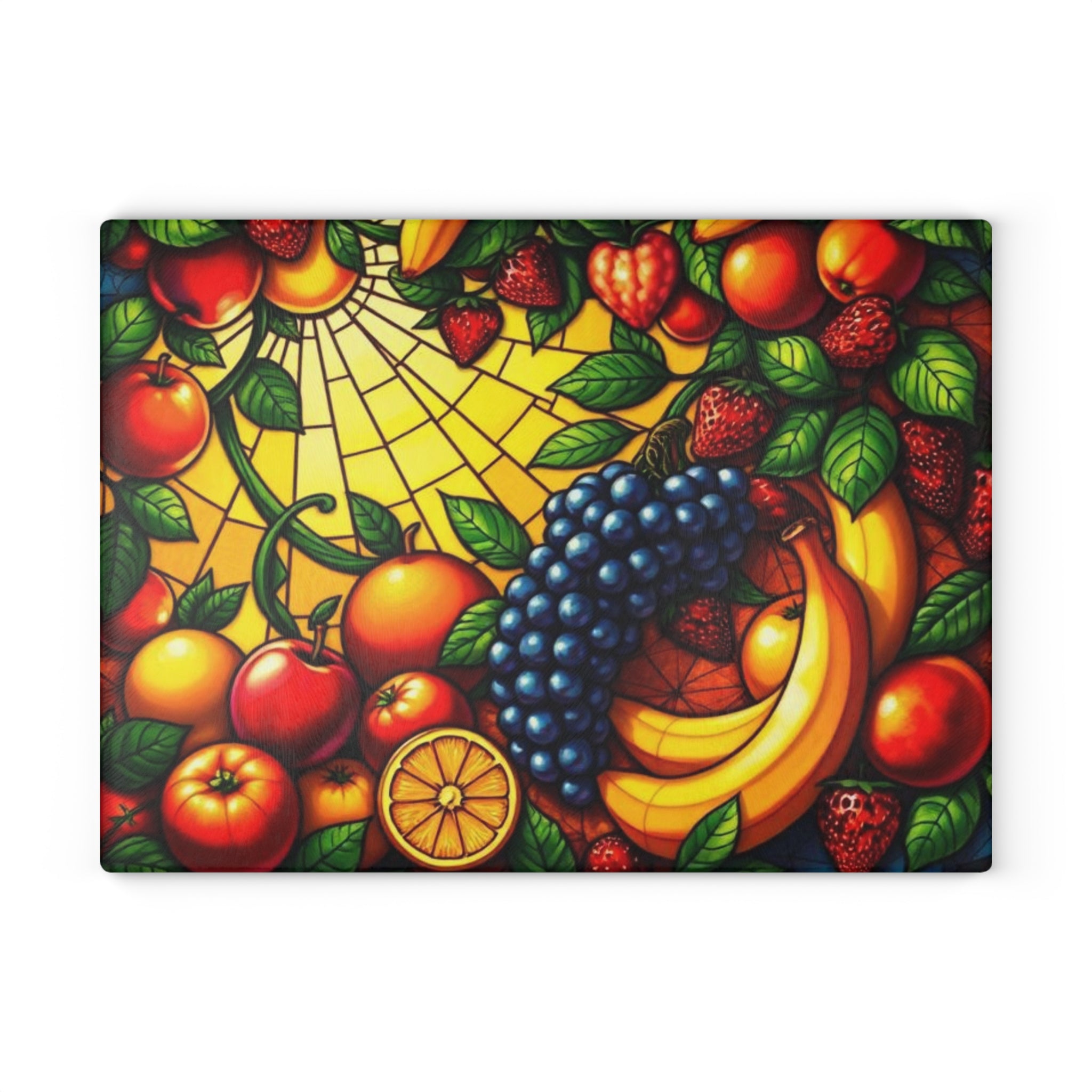 Vibrant Fruit Art Glass Cutting Board - Ideal for Culinary Enthusiasts