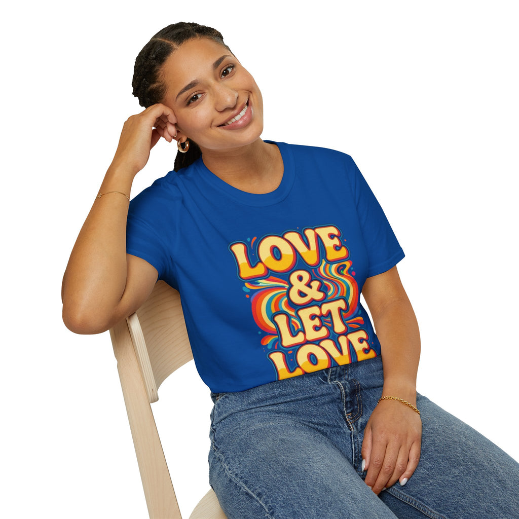 T-Shirt — "Love & Let Love" Retro Rainbow Peace Tee