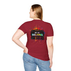 Unisex Softstyle T-Shirt: "Conversion Therapy is Torture" & "We All Belong" - LGBTQ+ Empowerment Tee