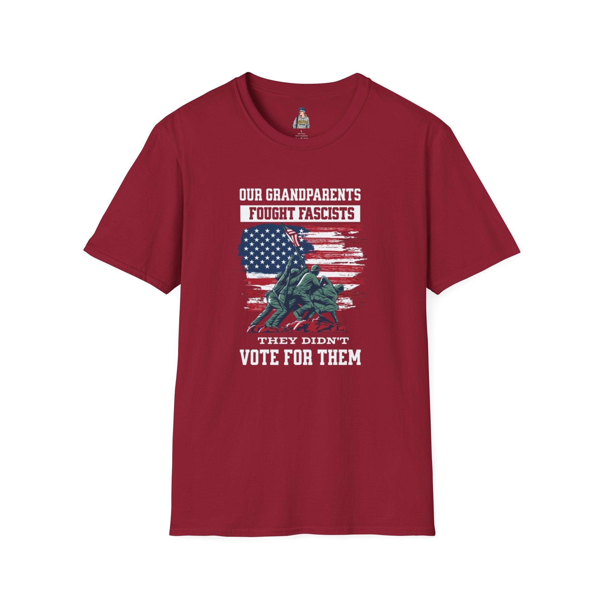 Unisex Softstyle T-Shirt: 'Our Grandparents Fought Fascists' Patriotic Tee