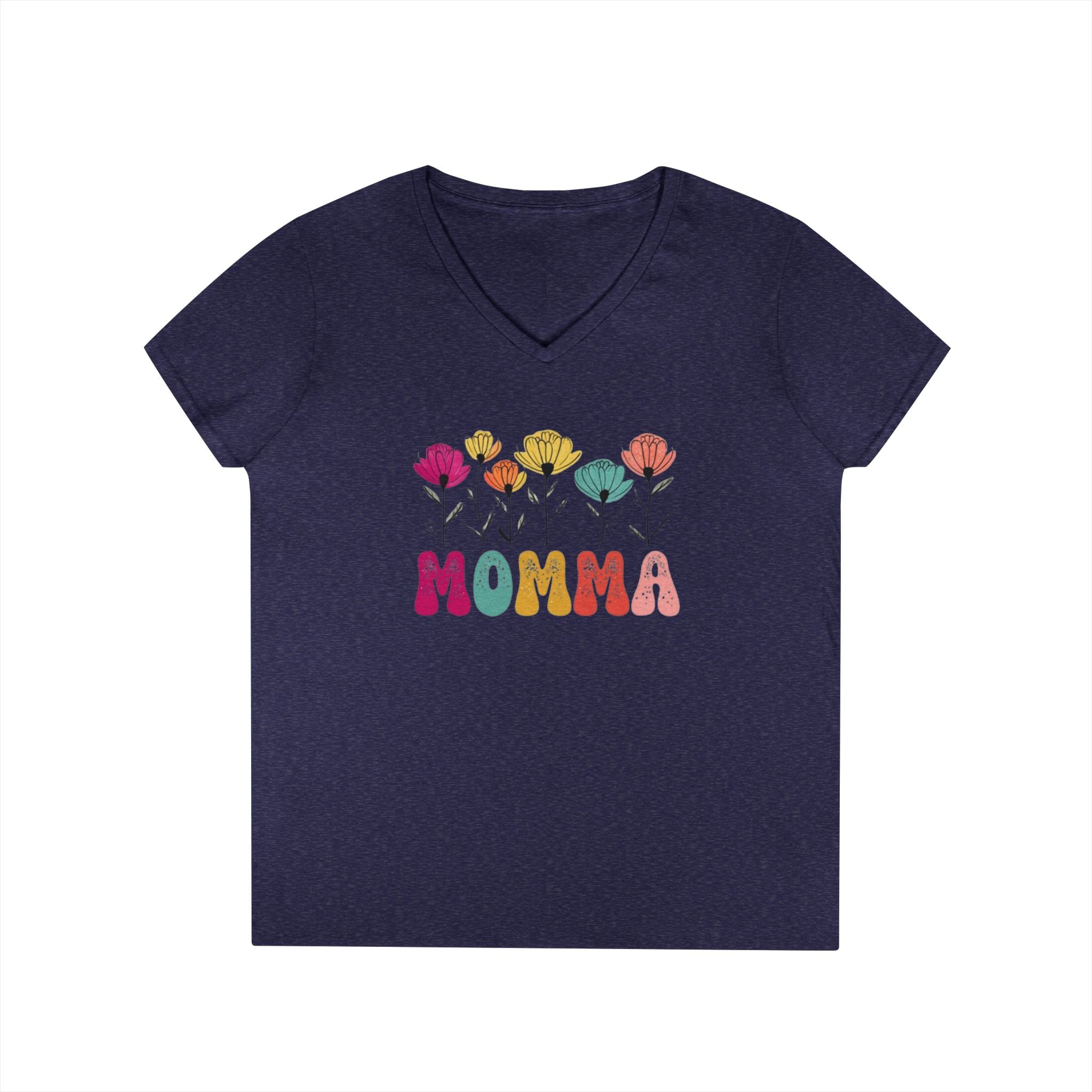 Floral Momma V-Neck T-Shirt - Stylish Gift for Moms