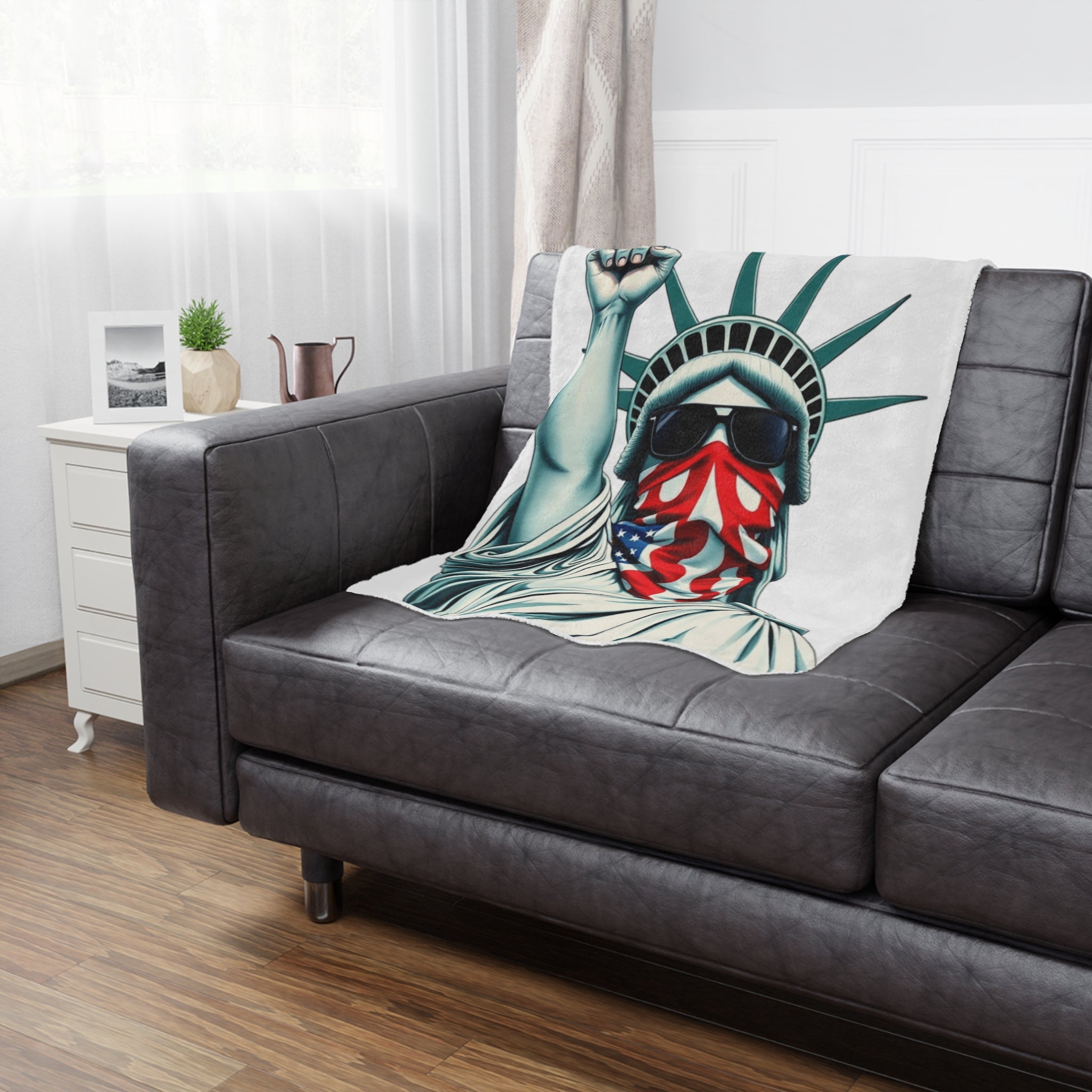 Patriotic Microfiber Blanket RESIST Lady Liberty Design