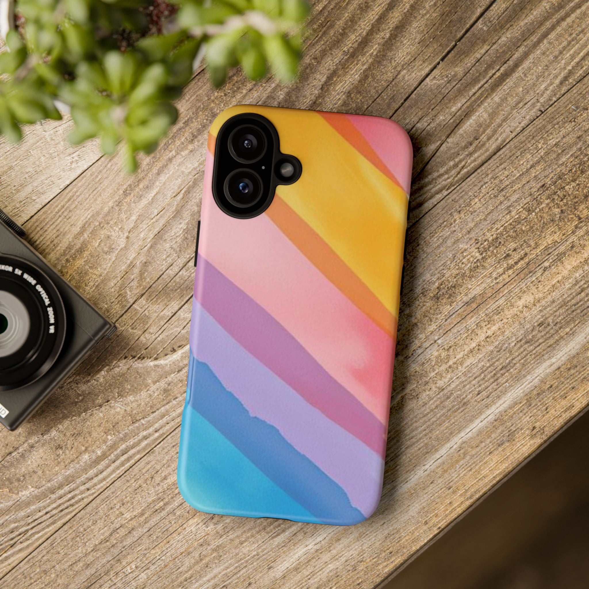 Colorful Diagonal Watercolor Tough Phone Case for iPhone