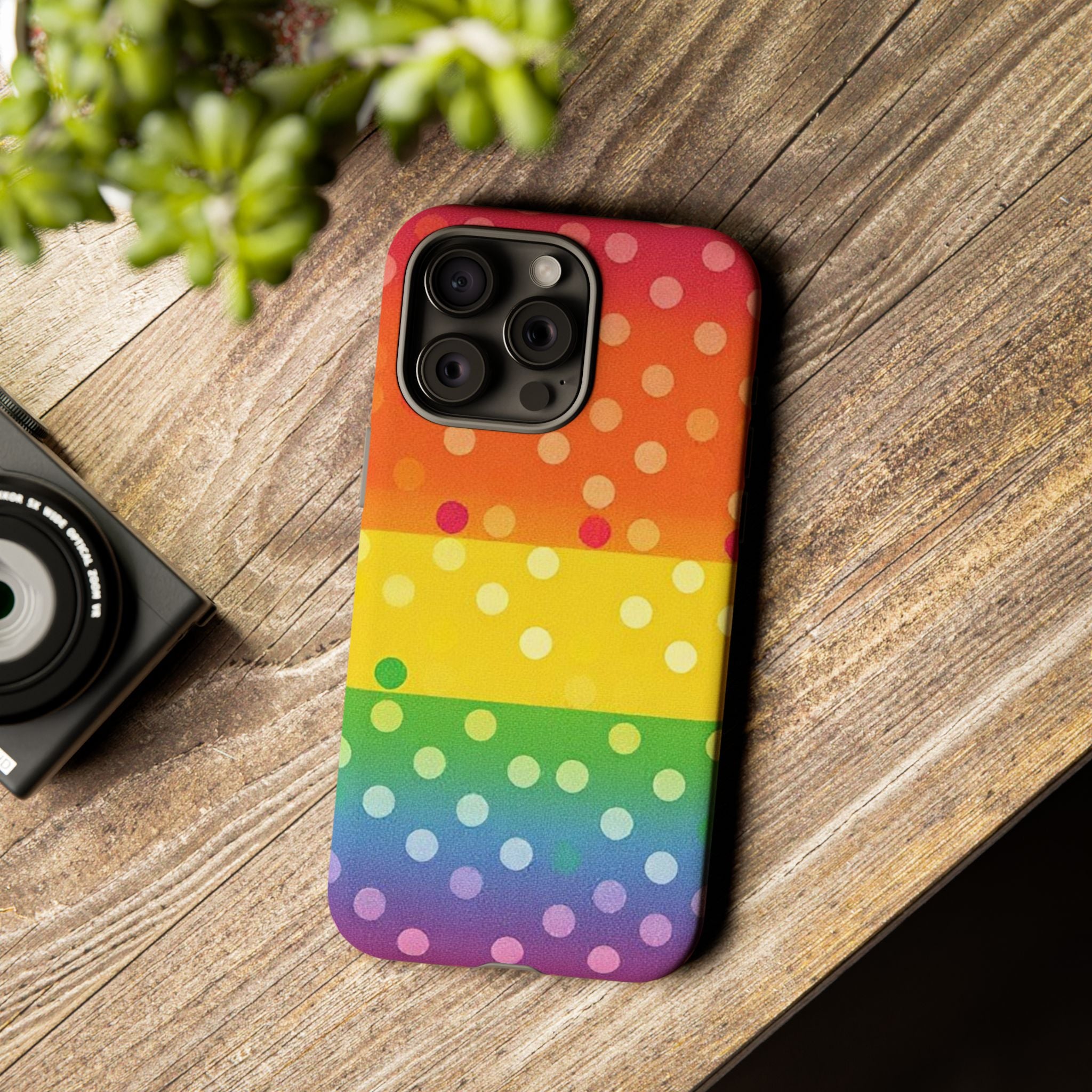 Rainbow Polka Dot Tough Phone Case for iPhone