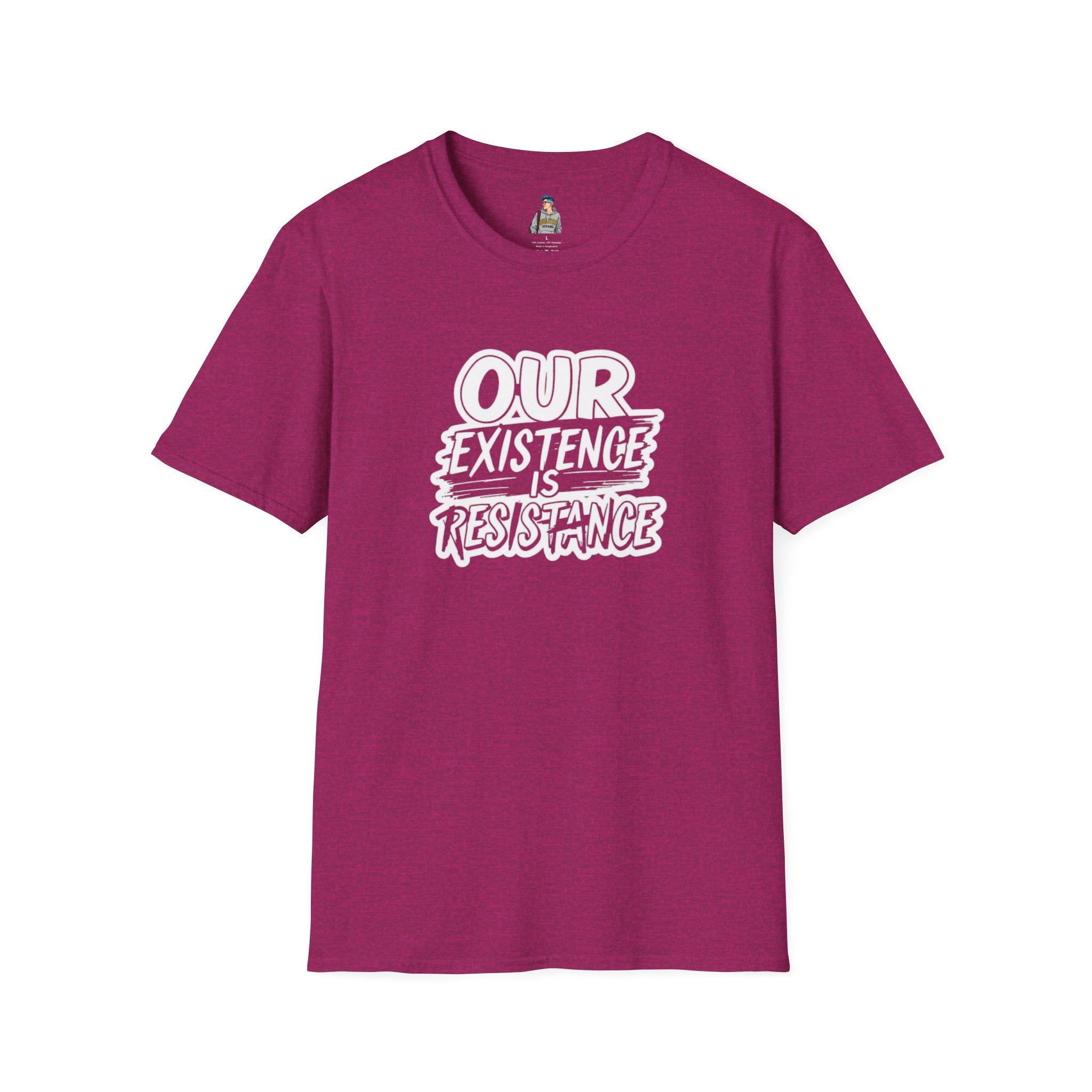 Unisex Softstyle T-Shirt - "Our Existence is Resistance" - Motivational Tee for Activists, Casual Wear, Gift for Change-makers