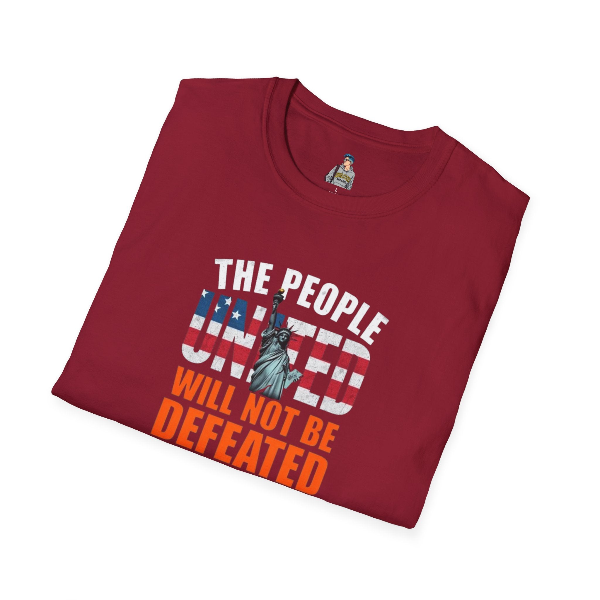 Patriotic Unisex Softstyle T-Shirt - "The People United Will Not Be Defeated"
