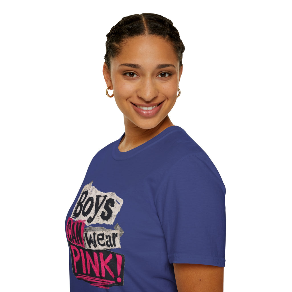 Boys Can Wear Pink T-Shirt — Bold Retro Feminist Graphic Tee