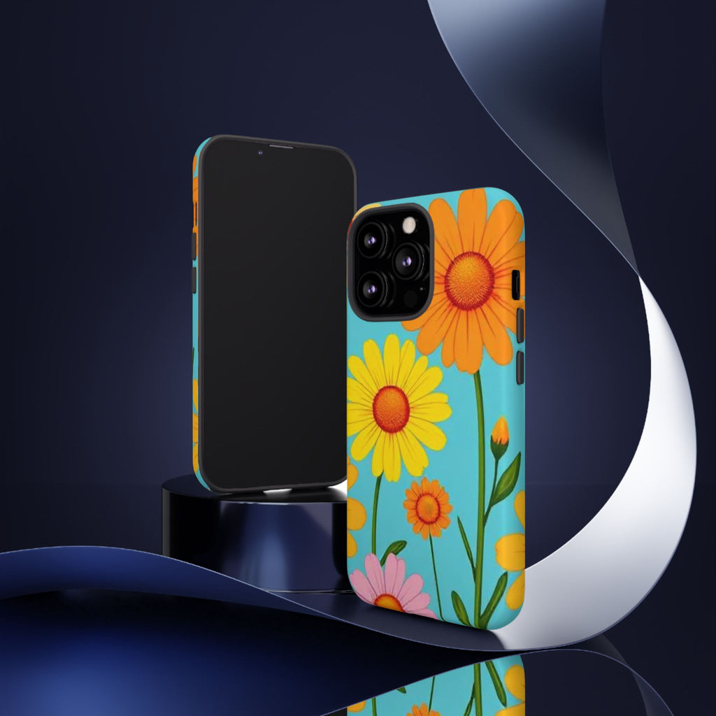 Floral Tough Phone Case for iPhone — Bright Daisy Garden Protective Cover