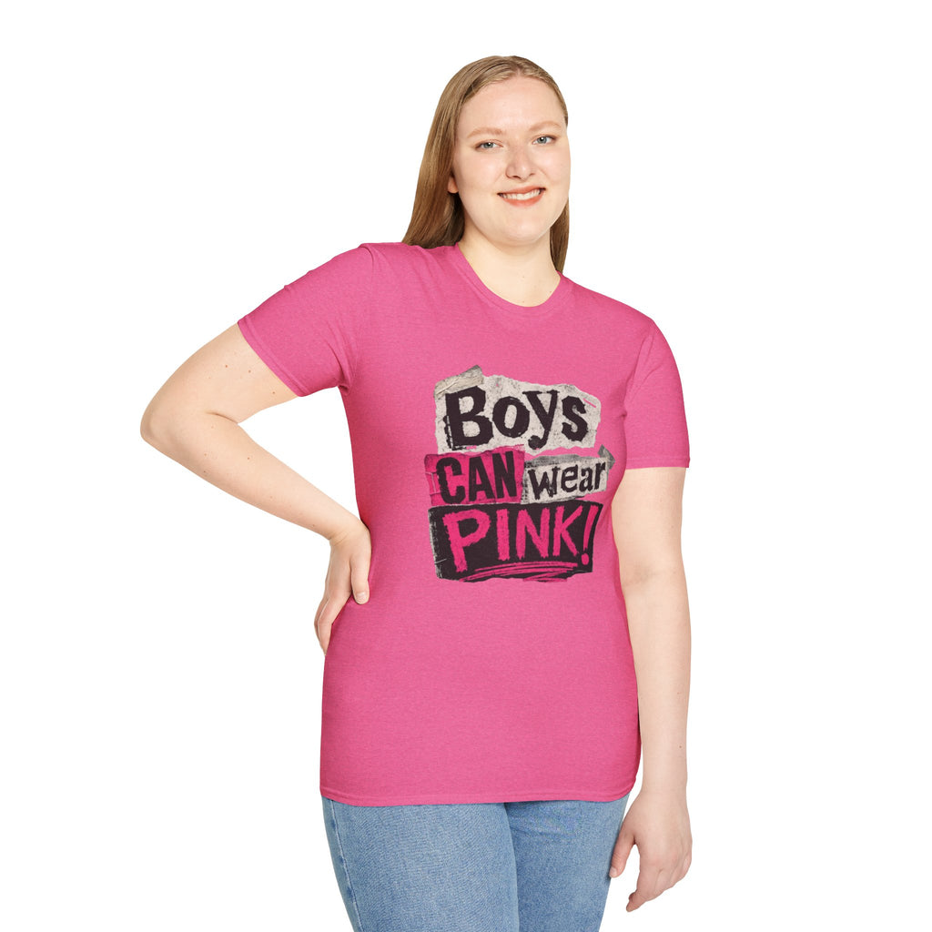 Boys Can Wear Pink T-Shirt — Bold Retro Feminist Graphic Tee